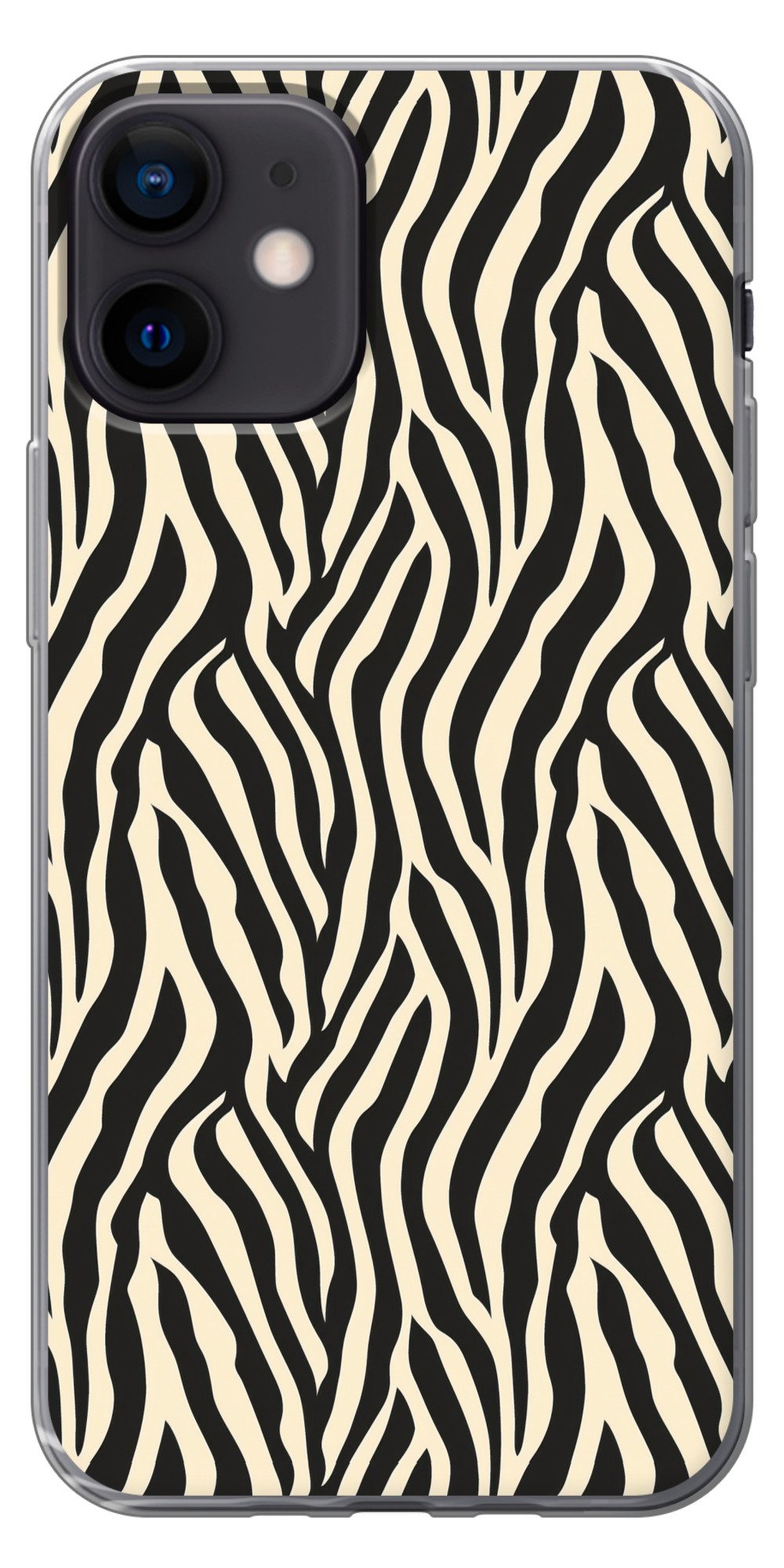 MuchoWow Handyhülle für Apple iPhone 12 Pro Zebra - Druck - Klassisch - Schwarz, Smartphone-Bumper, Print, Handy Schutzhülle Dünn