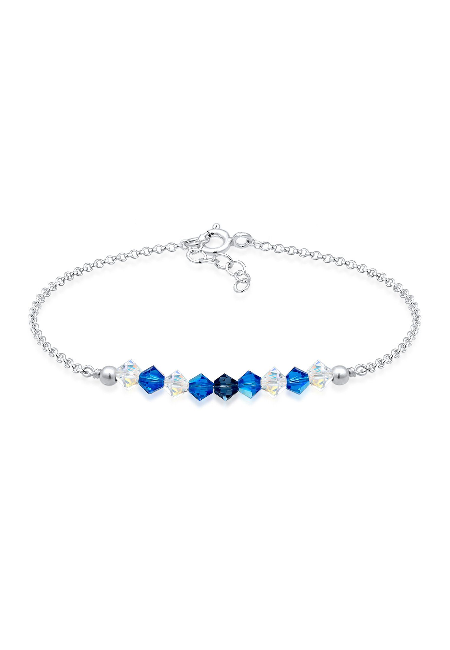 Elli Armband Kinder Beads Rosa Kristalle 925 Silber Blau