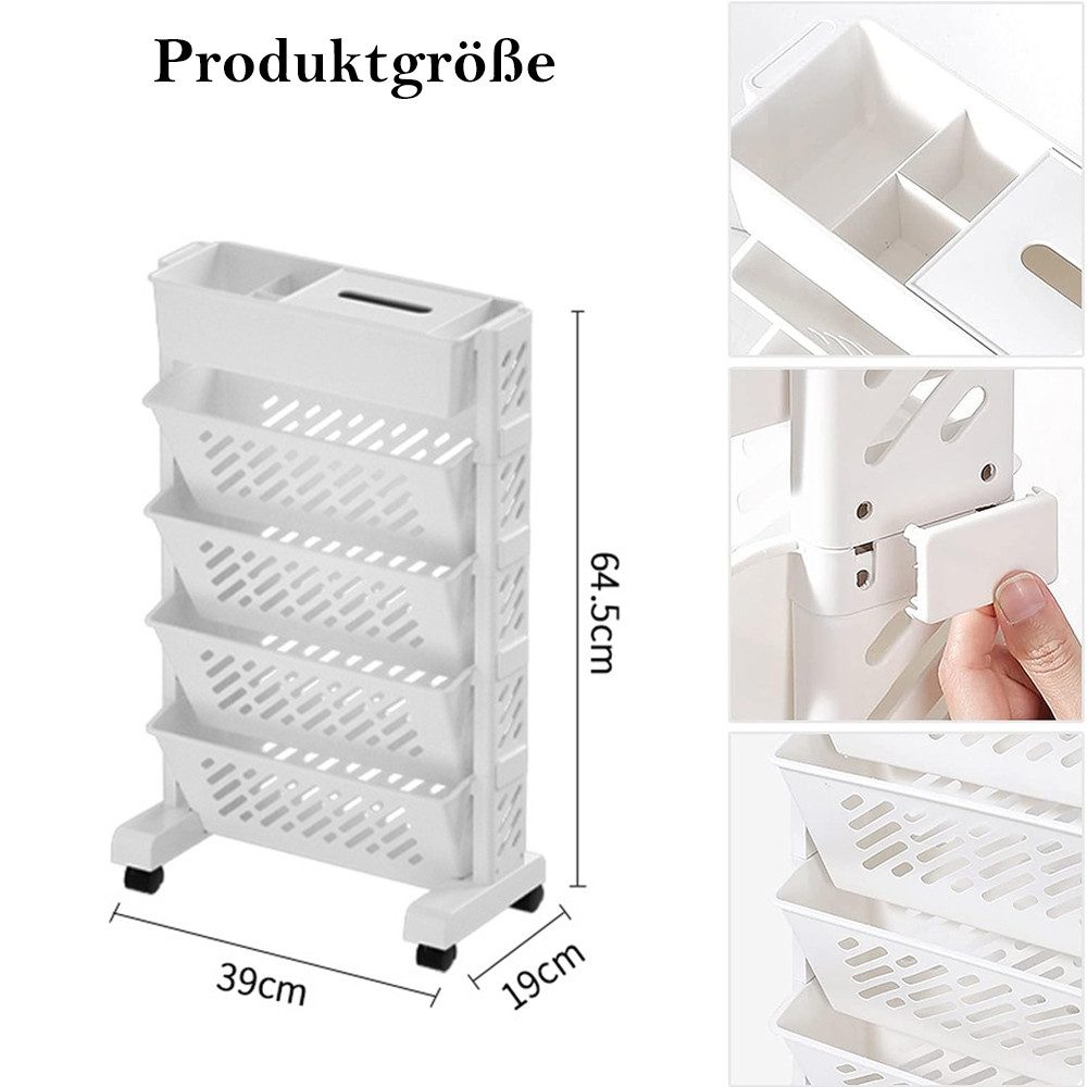 NUODWELL Bücherregal Mobiles Bücherregal mit Rollen, Kunststoff Mehrschicht günstig online kaufen