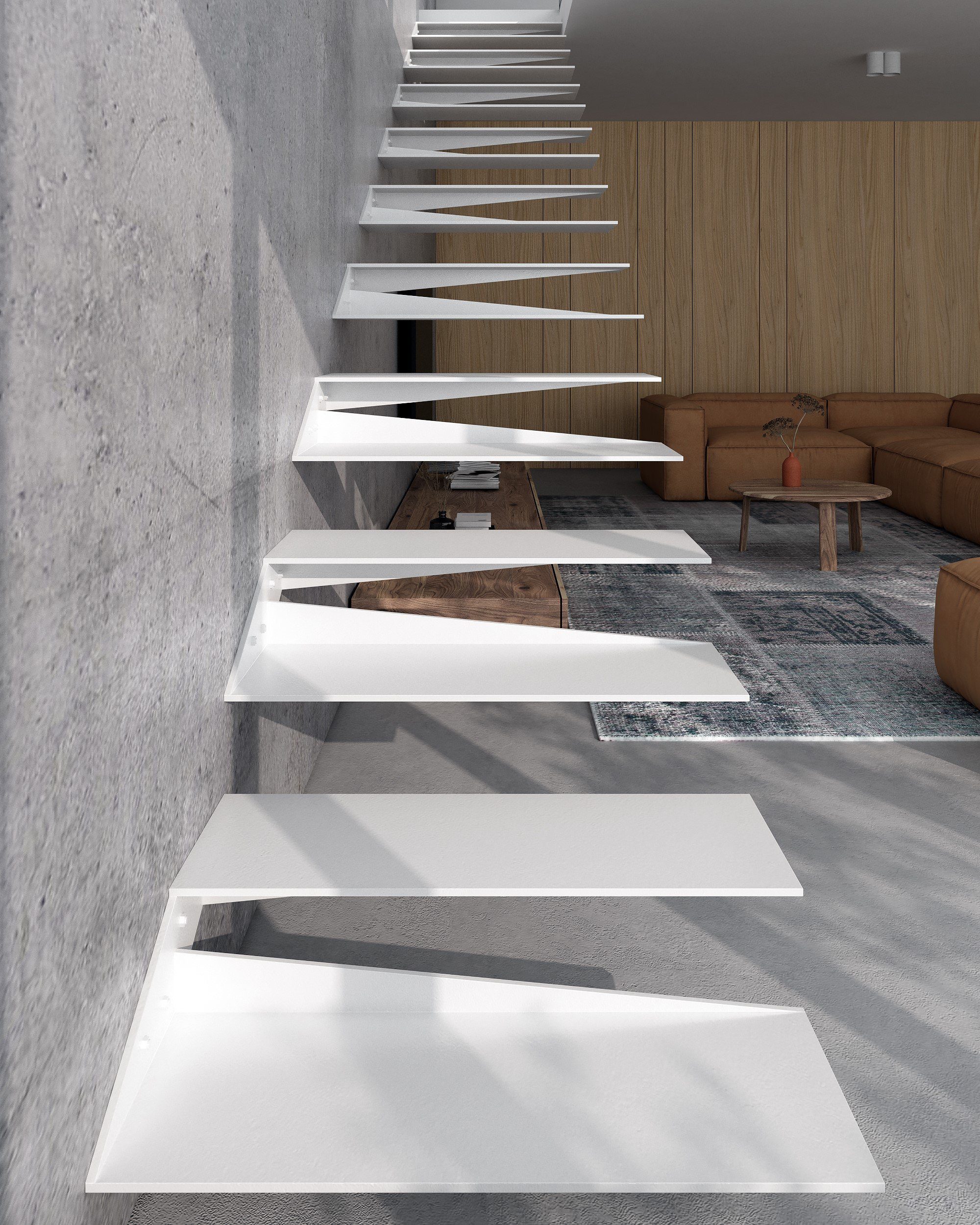 CHYRKA Treppenstufe Schwebetreppe Kragarmtreppe Stahltreppe 2in1 Treppenrahmen STL01 Links