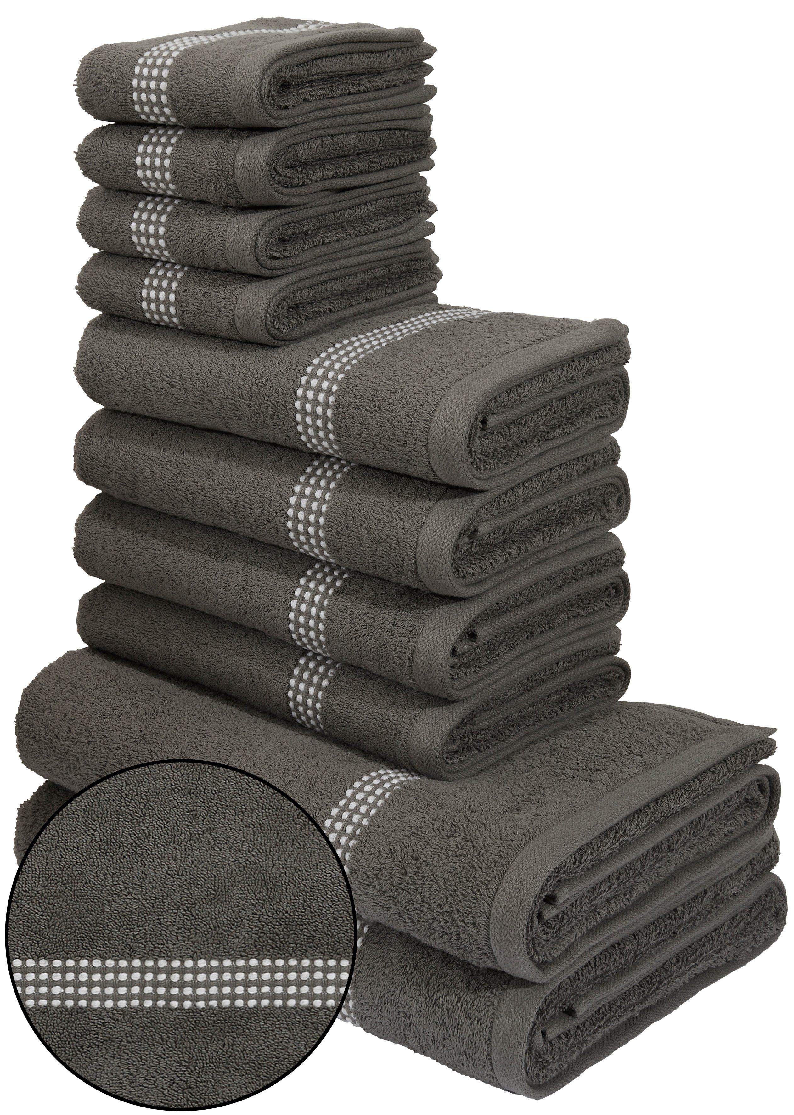 OTTO home Handtuch Set Kapra, Premium Handtücher, 100% Baumwolle, 500 gr/m², 10-tlg., Frottier (Set, 10-St), 2 Duschtücher, 4 Handtücher, 4 Gästehandtücher, 5 Jahre Garantie