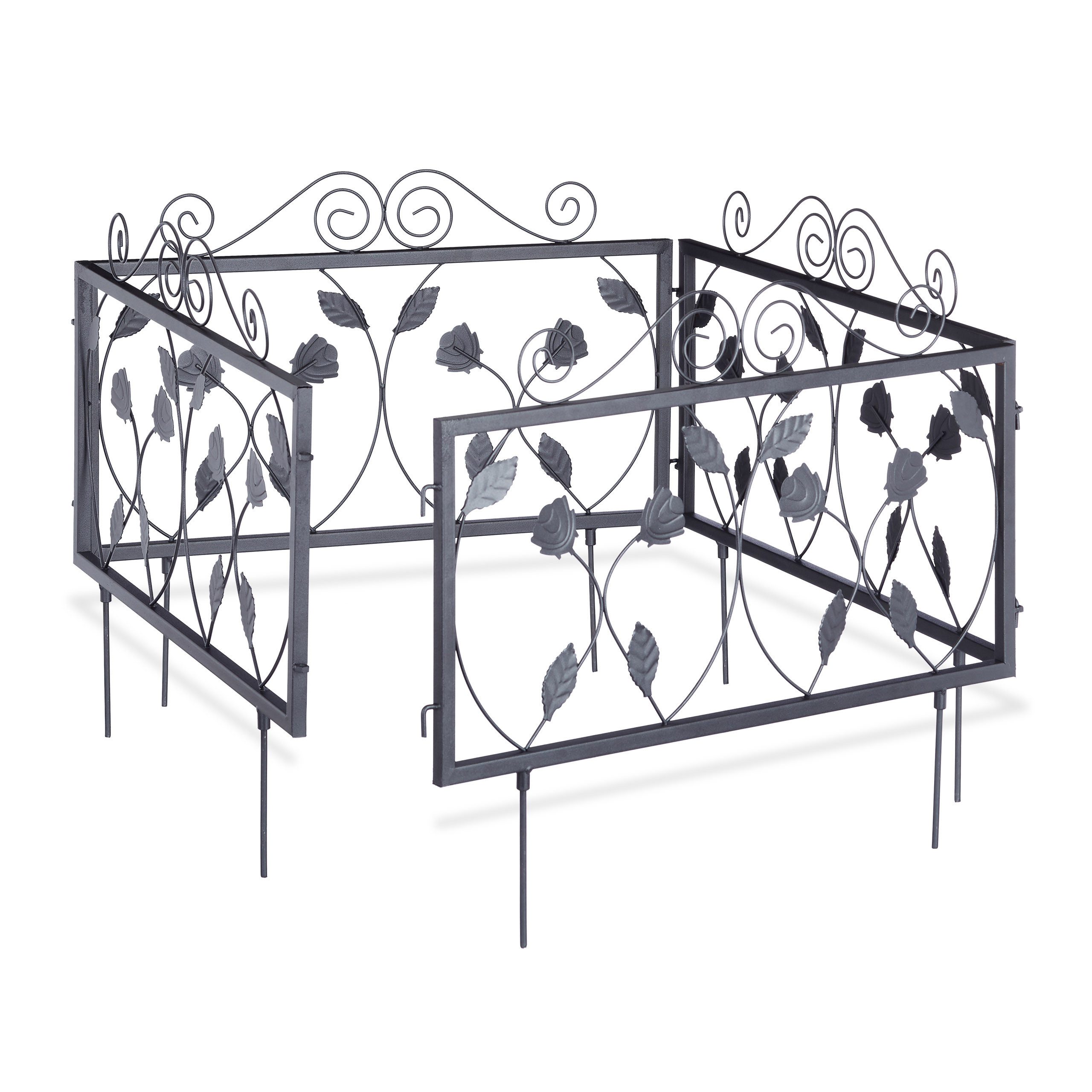 relaxdays Beetbegrenzung Beetzaun Metall 4er Set GOTH, B günstig online kaufen