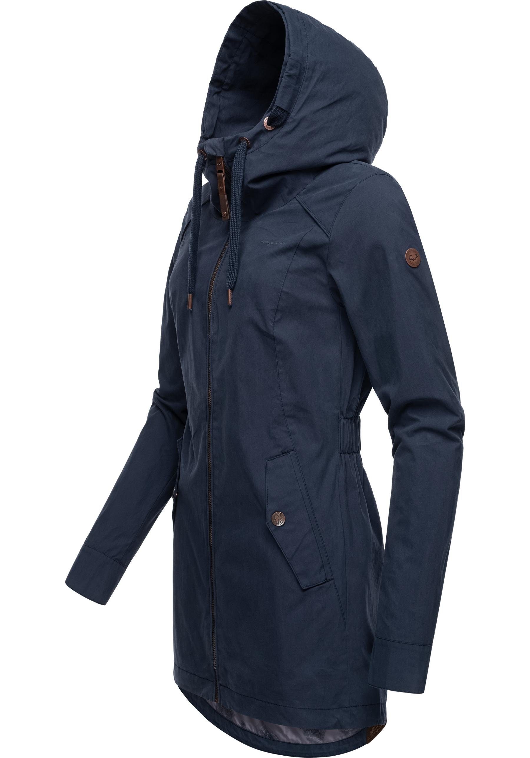 Ragwear Outdoorjacke Mondda schicker Damen Übergangsparka mit tollen Details,  Kuschlige Sweatjacke, weiche Kapuze, große Taschen