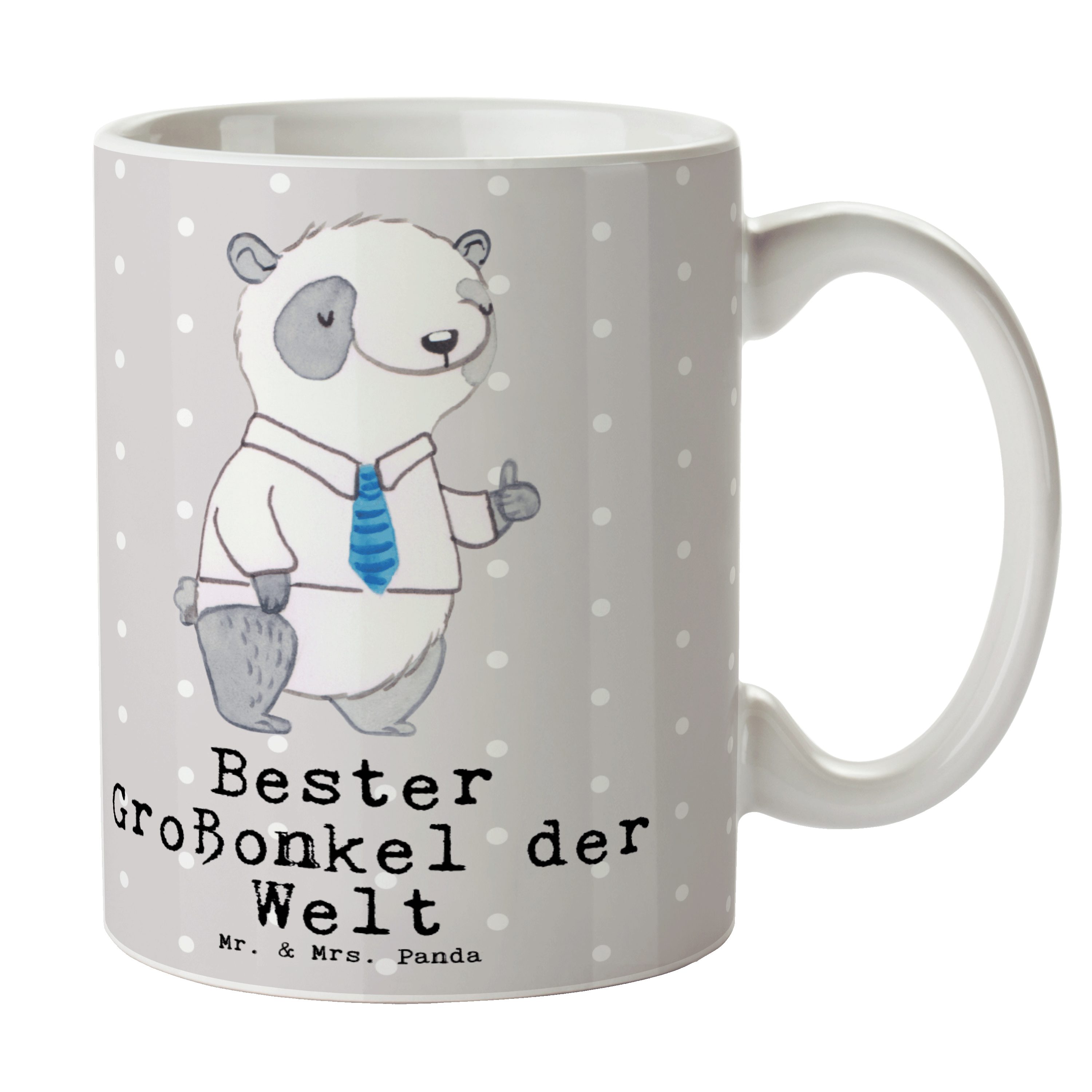 Mr. & Mrs. Panda Tasse Panda Bester Großonkel der Welt - Grau Pastell - Geschenk, Büro, Gesc, Keramik