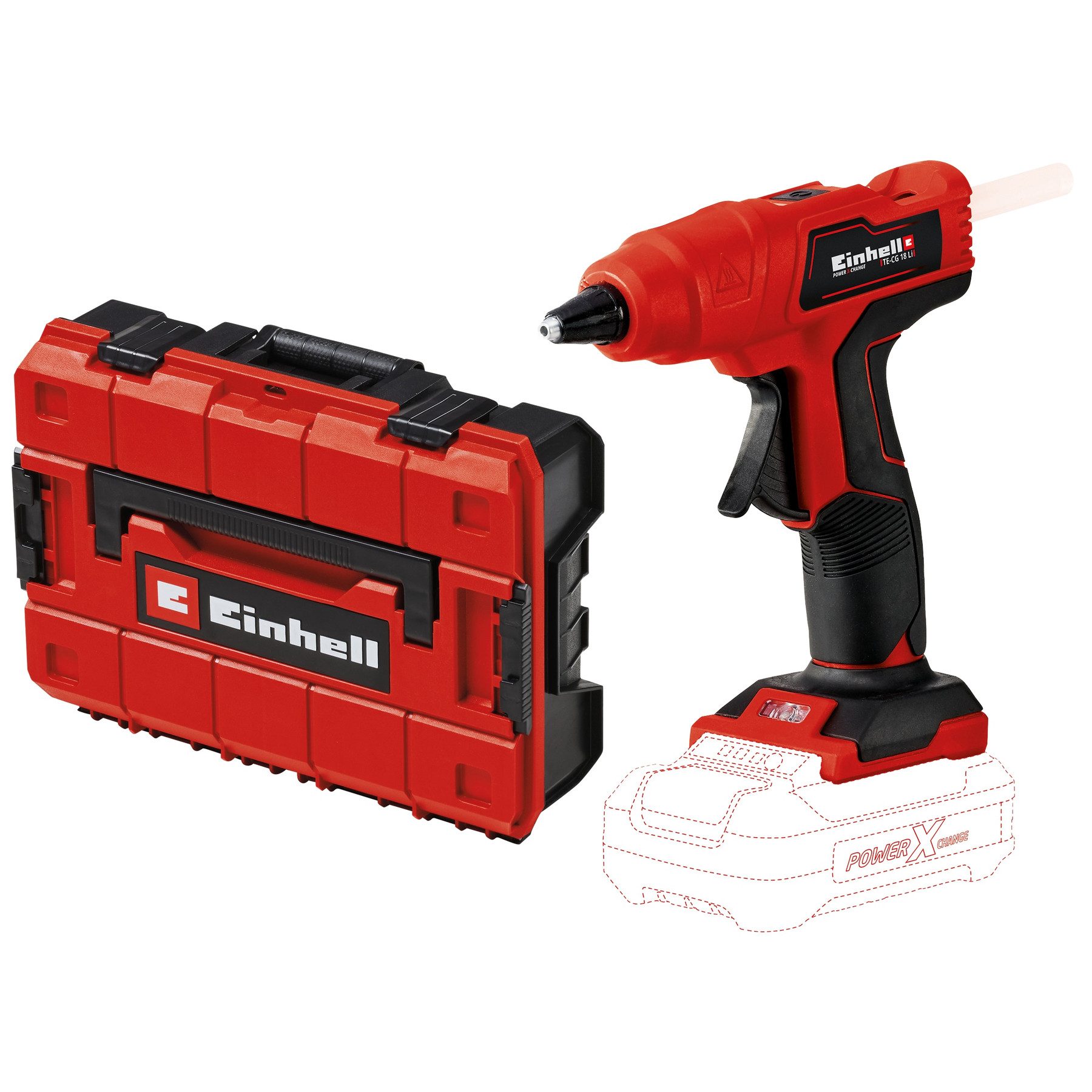 Einhell Heißklebepistole EINHELL Akku-Heißklebepistole TE-CG 18 Li Solo + E-Box Koffer S-F