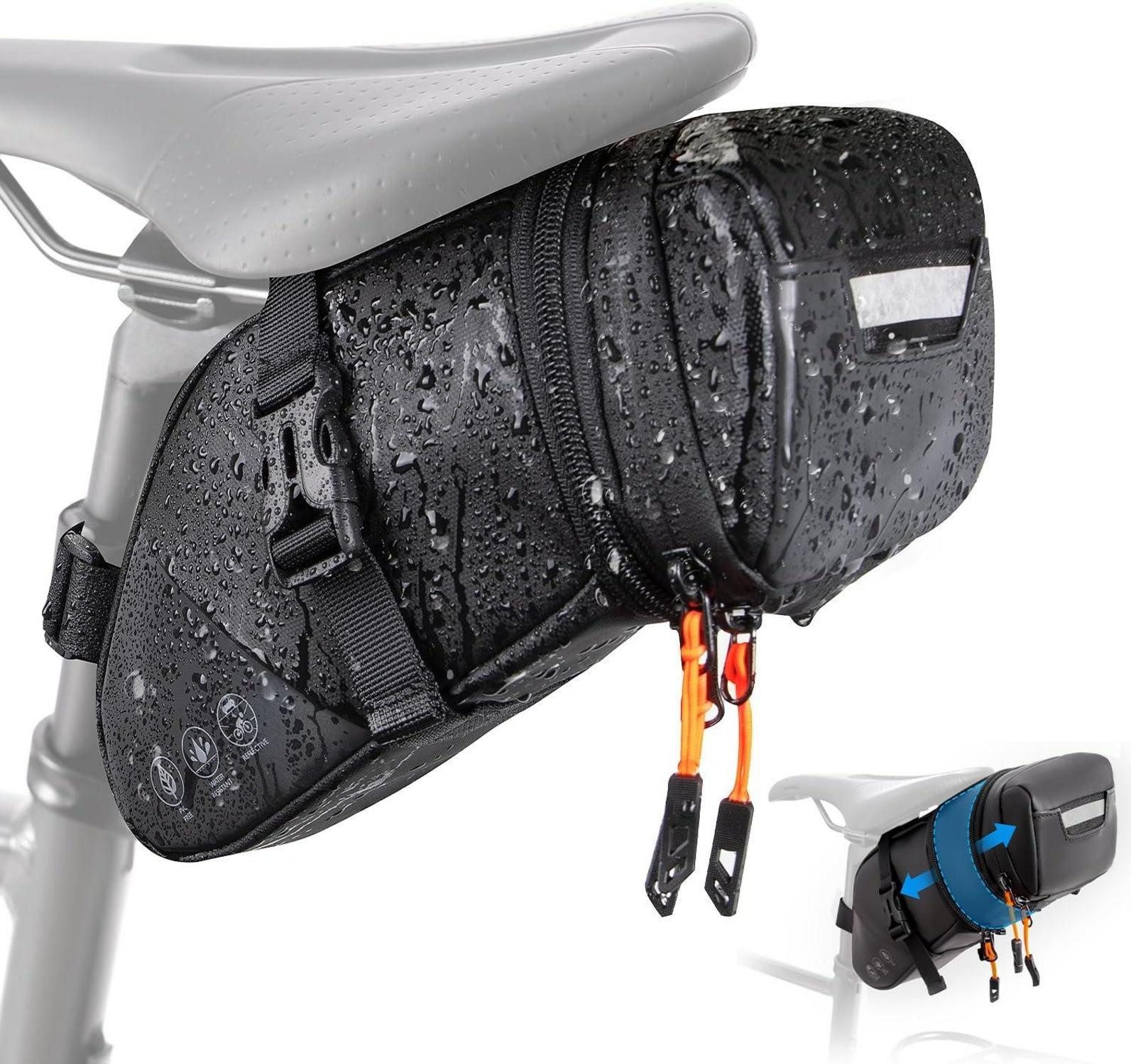 Fahrrad-Gepäckträger Fahrrad Satteltasche wasserdicht erweiterbar reflektierend 2L