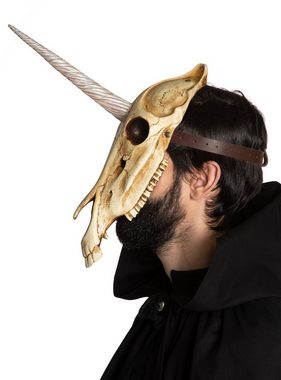 Andracor Verkleidungsmaske Maske - Einhornschädel, Verwitterter Schädel eines Einhorns. Eine Gießharz Maske aus dem Hau