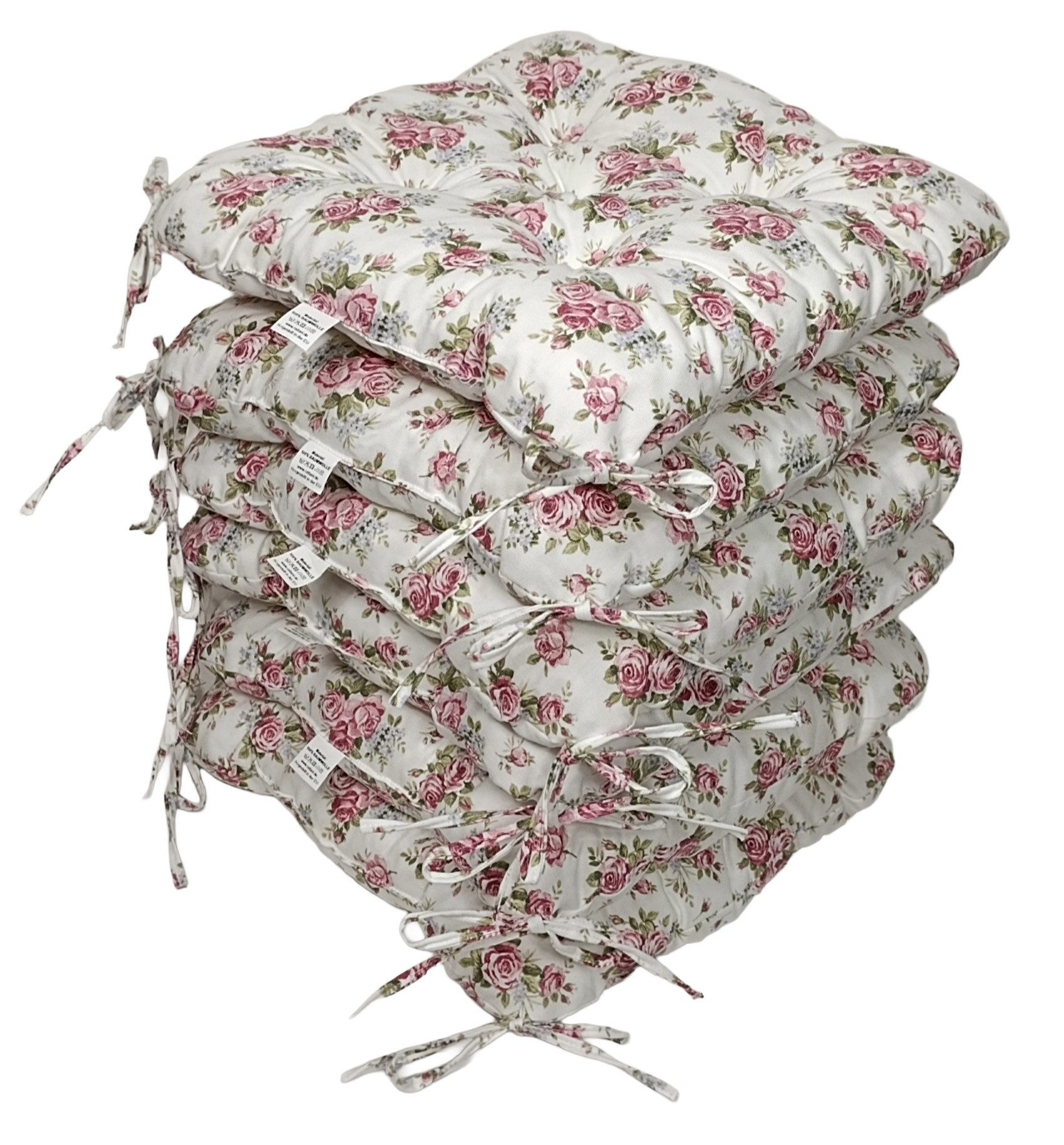 Rattani Sitzkissen Set 6 x Stuhlkissen Sitzkissen Klara 42 x 42 cm Living Rose, Material Living Rose, extra dicke Füllung