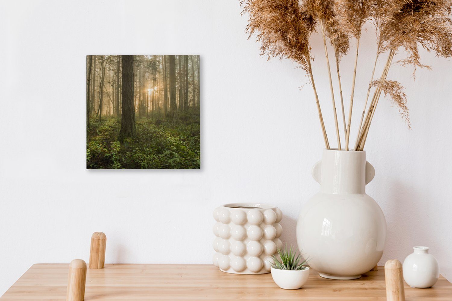 OneMillionCanvasses® Leinwandbild Wald - Sonne Wohnzimmer St), - Bilder für Licht, (1 Schlafzimmer Leinwand