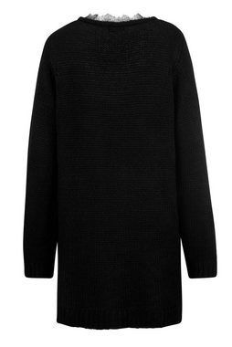 MIAMODA Strickpullover Long-Pullover V-Ausschnitt mit Spitze