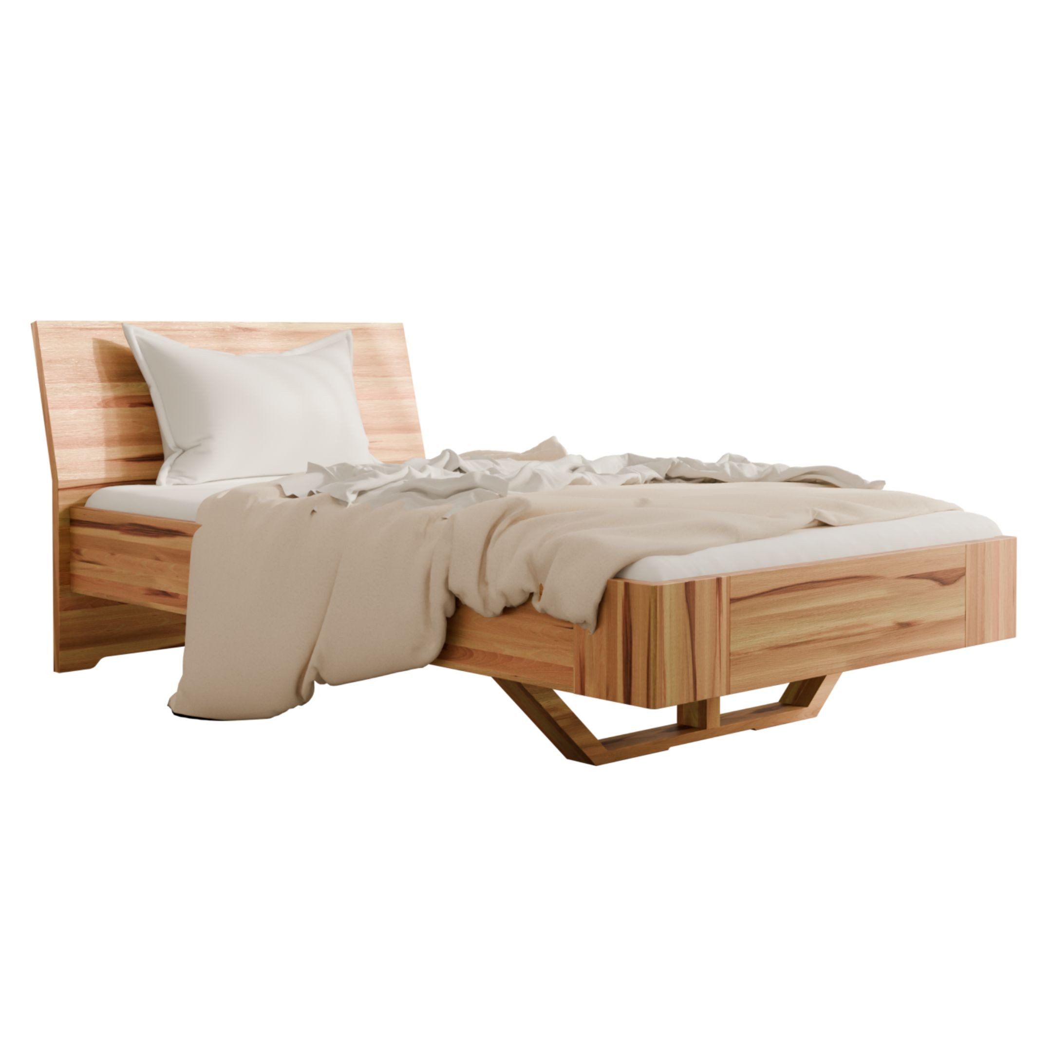 MeinMassivholz Massivholzbett HOVERO (Schwebebett, Einzel- & Doppelbett), Massivholz, Wildeiche & Kernbuche, Sonderlänge, Geölt, Made in Germany