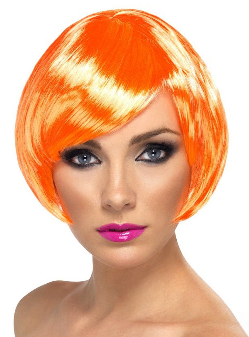 Kostüm-Perücke Bubikopf Perücke orange