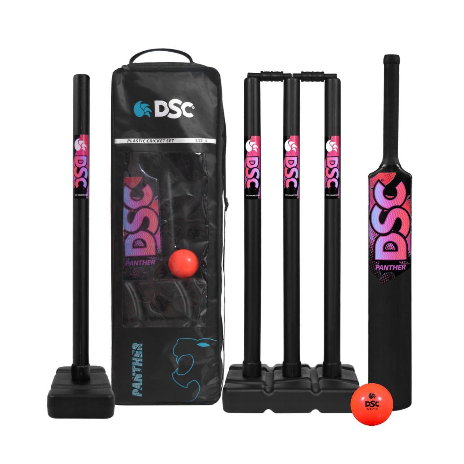 DSC Badmintonschläger DSC Panther Cricket-Set, (Leichter Ракетки für Spielspaß drinnen & draußen., Ideal für Tennis und Gully/Rasen-Cricket, Für Kinder), 2,2-Zoll-Sweet-Spot für mehr Schlagkraft & Kontrolle.