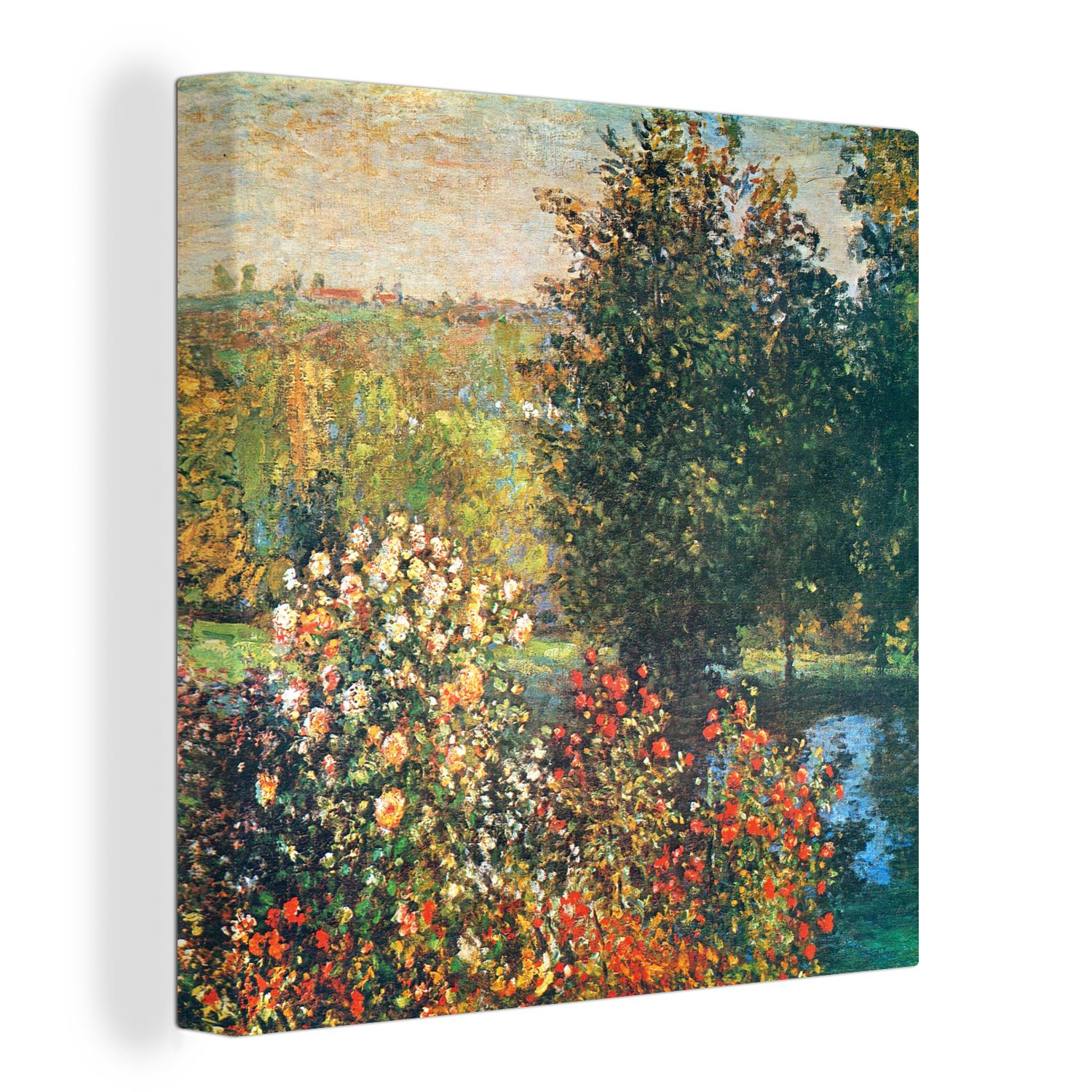 OneMillionCanvasses® Leinwandbild Rosen im Garten der Hoshede in Montregon - Claude Monet, (1 St), Leinwand Bilder für Wohnzimmer Schlafzimmer
