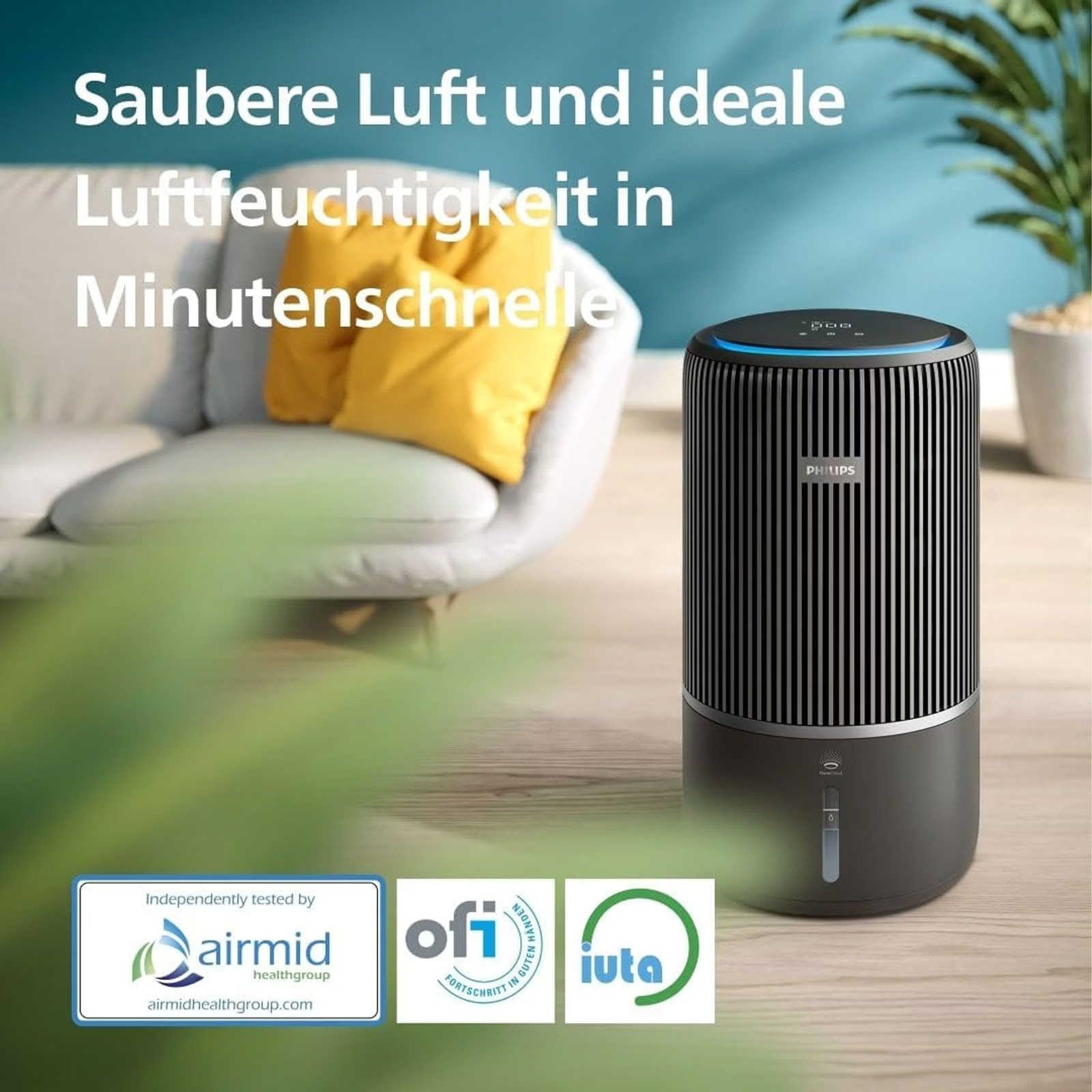 Philips Kombigerät Luftbefeuchter und -reiniger PureProtect Water 3400 Series 2-in-1 AC3420/10, für 60 m² Räume, Philips 2in1 Luftreiniger & Luftbefeuchter AC3420/10 HEPA 3400 SerieEU