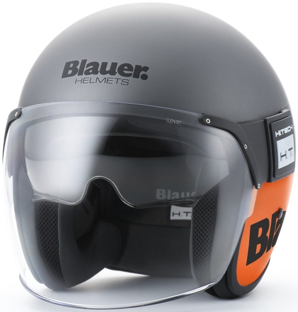 Blauer Motorradhelm Pod 06 Jethelm, integriertes Sonnenvisier