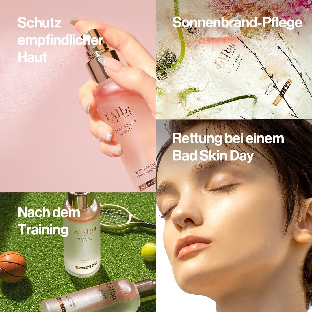 d'Alba Gesichtsserum White Truffle Vital Spray Serum 100 ml, mit weißem Trüffel & 8-fachem Hyaluronsäure-Komplex, alle Hauttypen