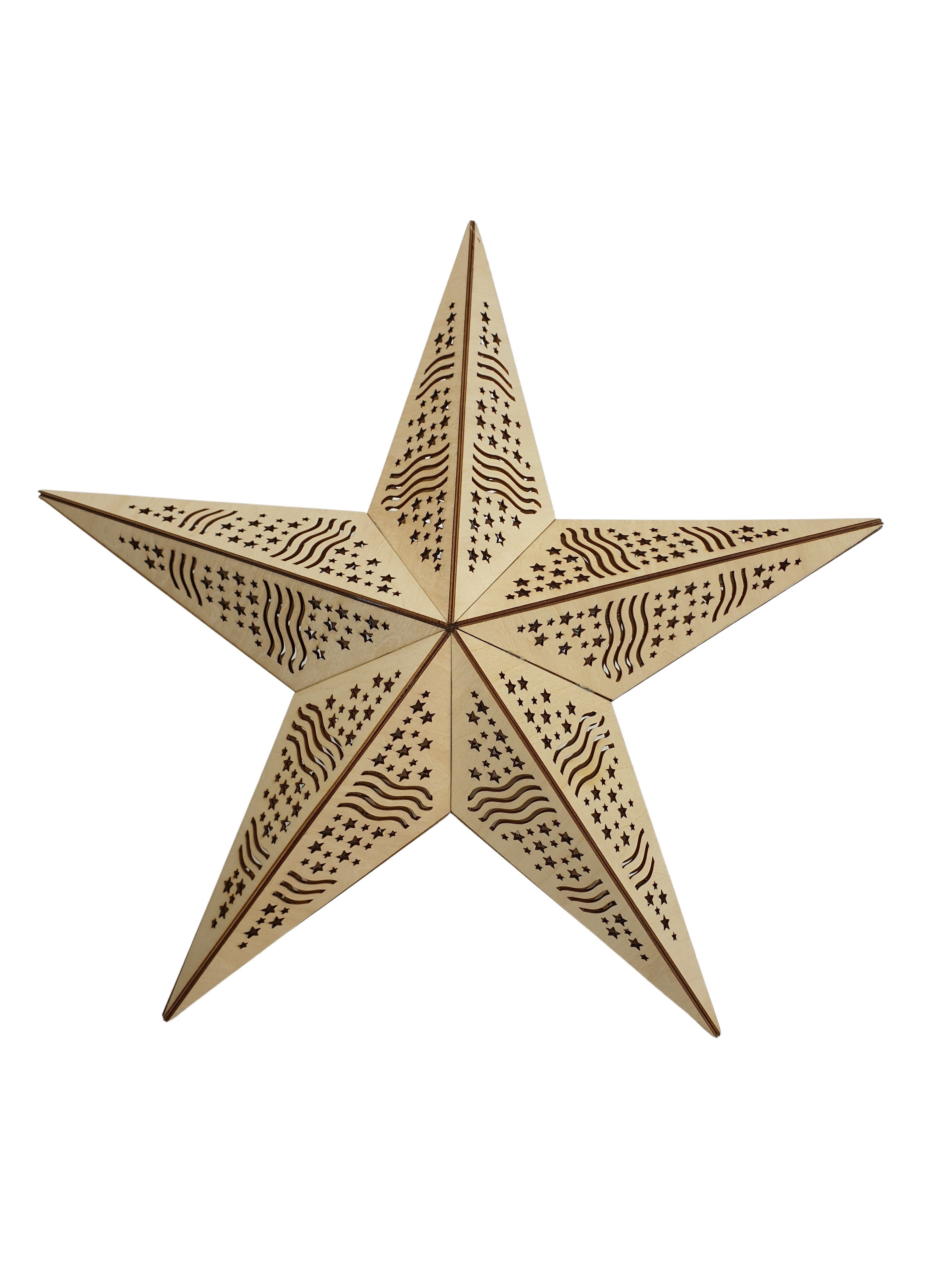 Thomas Philipps Dekostern Weihnachtsstern Dekostern Stern aus Holz 15 LED  warmweiß