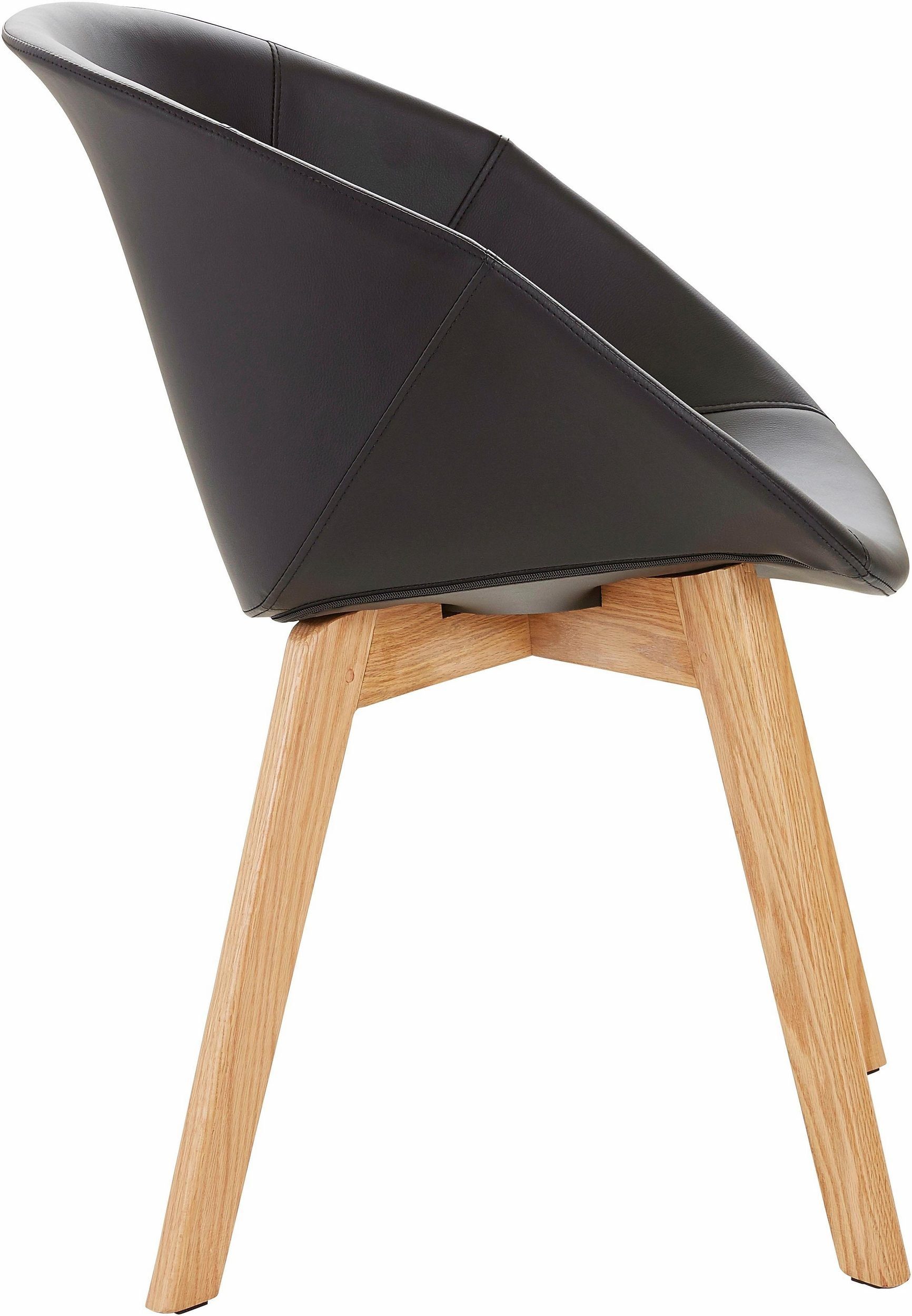 loft24 Esszimmerstuhl Baxter (2er-Set, 2 St), Stuhl, Schlalenstuhl, Polsterstuhl, Lederoptik, Skandinavisches Design