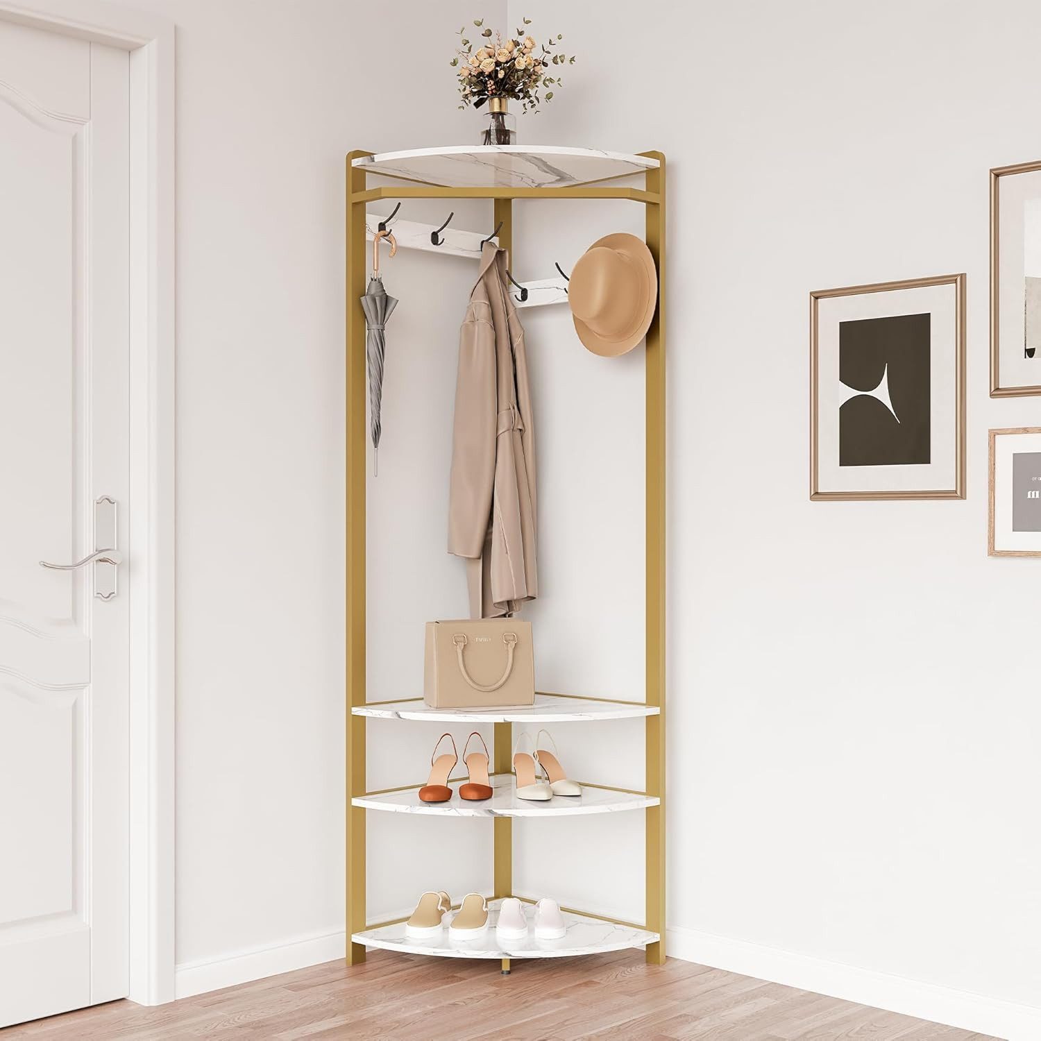GarveeMore Garderobenständer Garderobenständer, Metall-Eckgarderobe Flurbau günstig online kaufen