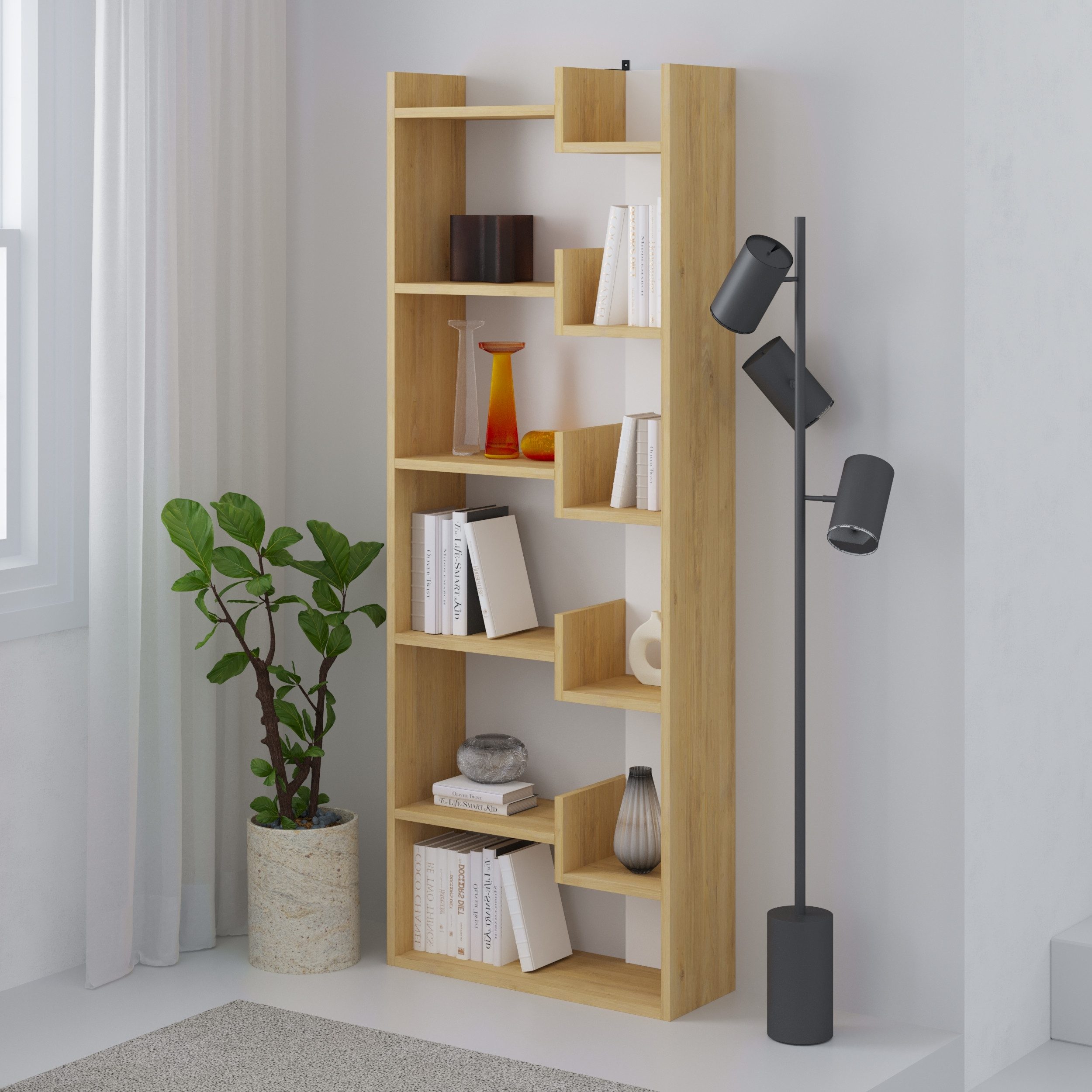 Decortie Bücherregal Oppa, Modernes Bücherregal, Display Unit, 60,5 x 22 x 162,4 cm