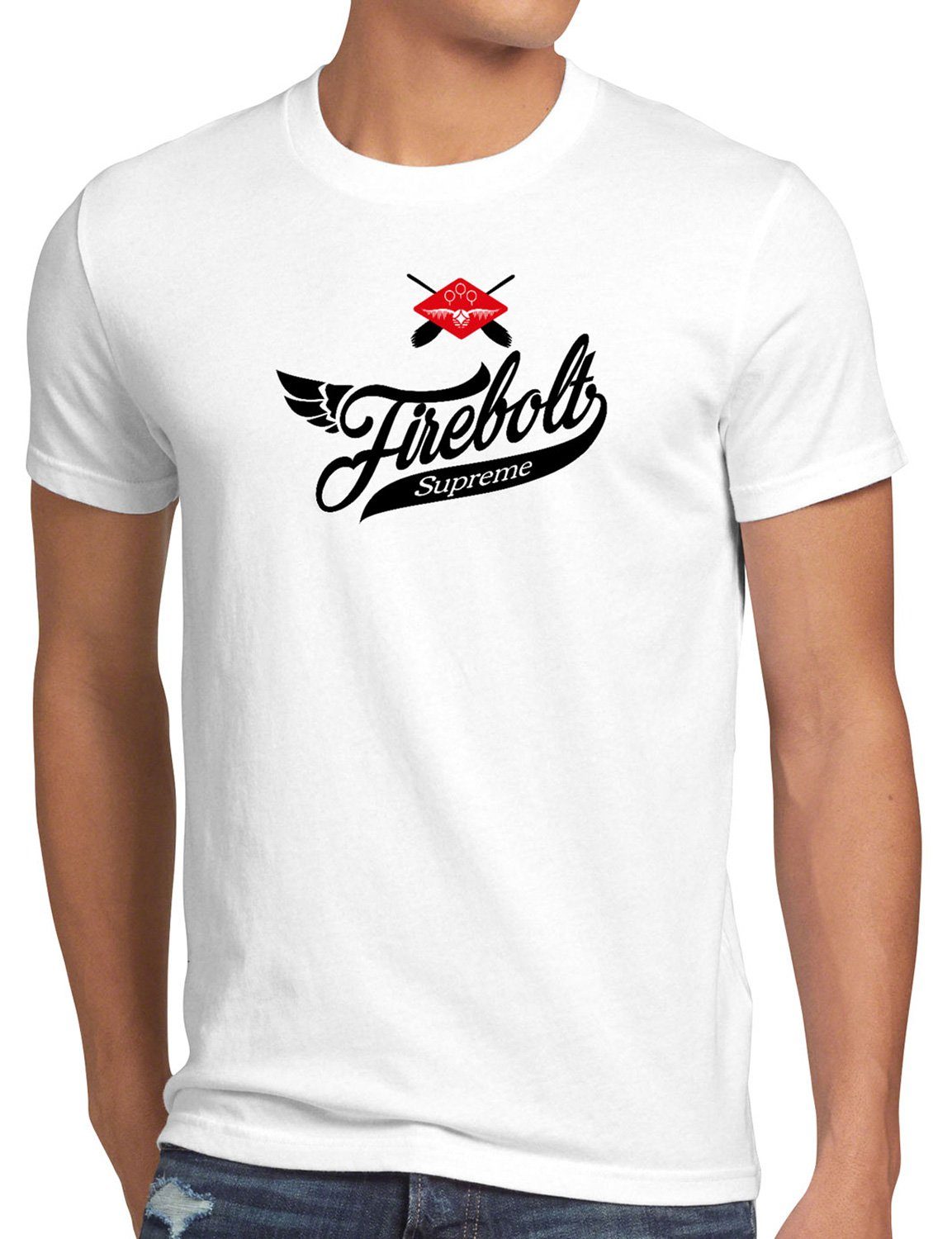 style3 Print-Shirt Herren T-Shirt Firebolt Supreme T-Shirt weiß