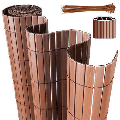 Randaco Balkonsichtschutz PVC Sichtschutzmatte Garten Windschutz Terrasse Braun 80x900cm