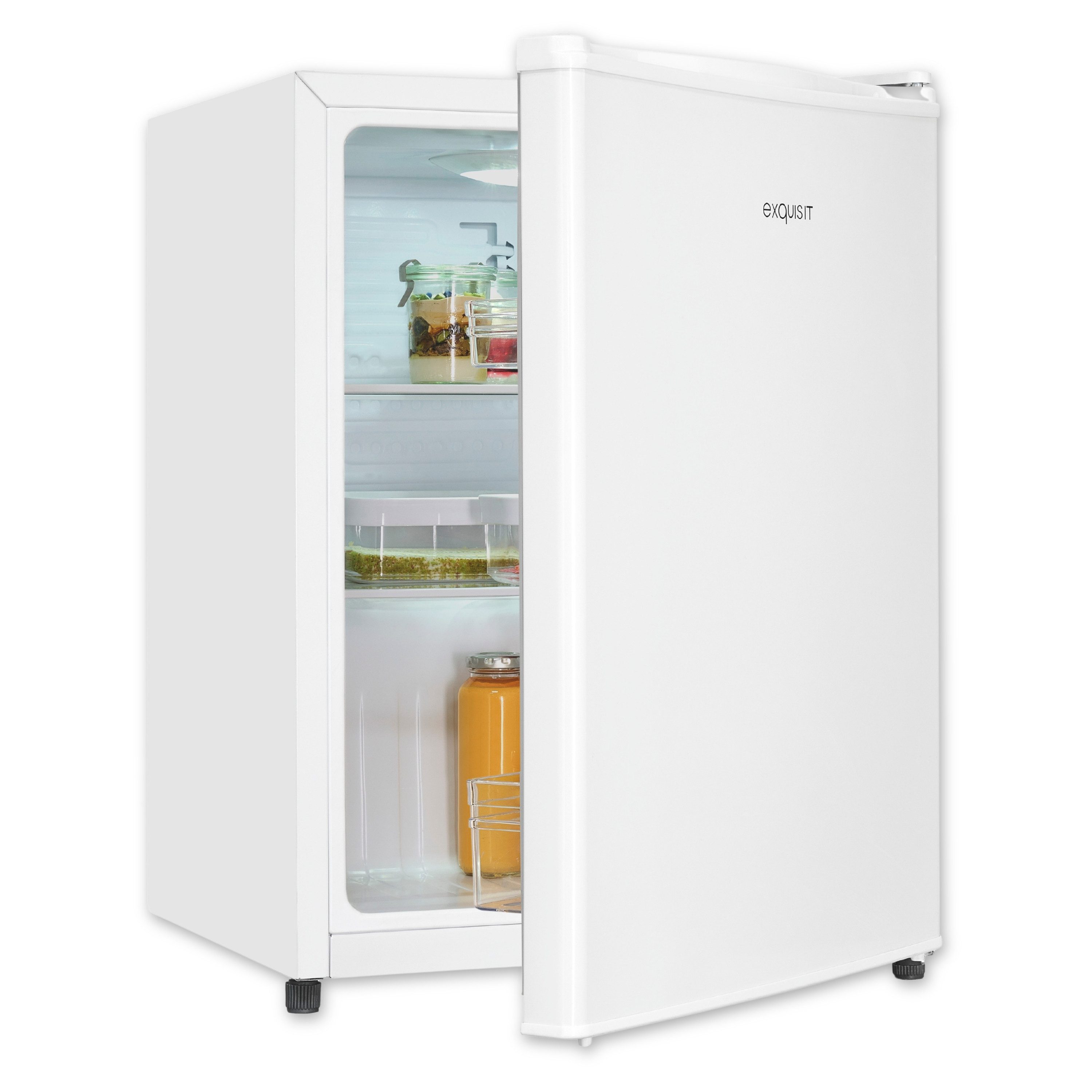 exquisit Kühlschrank KB560-V-091E, 62 cm hoch, 45 cm breit, verstellbare Glasablage, Türablage, Flaschenhaler