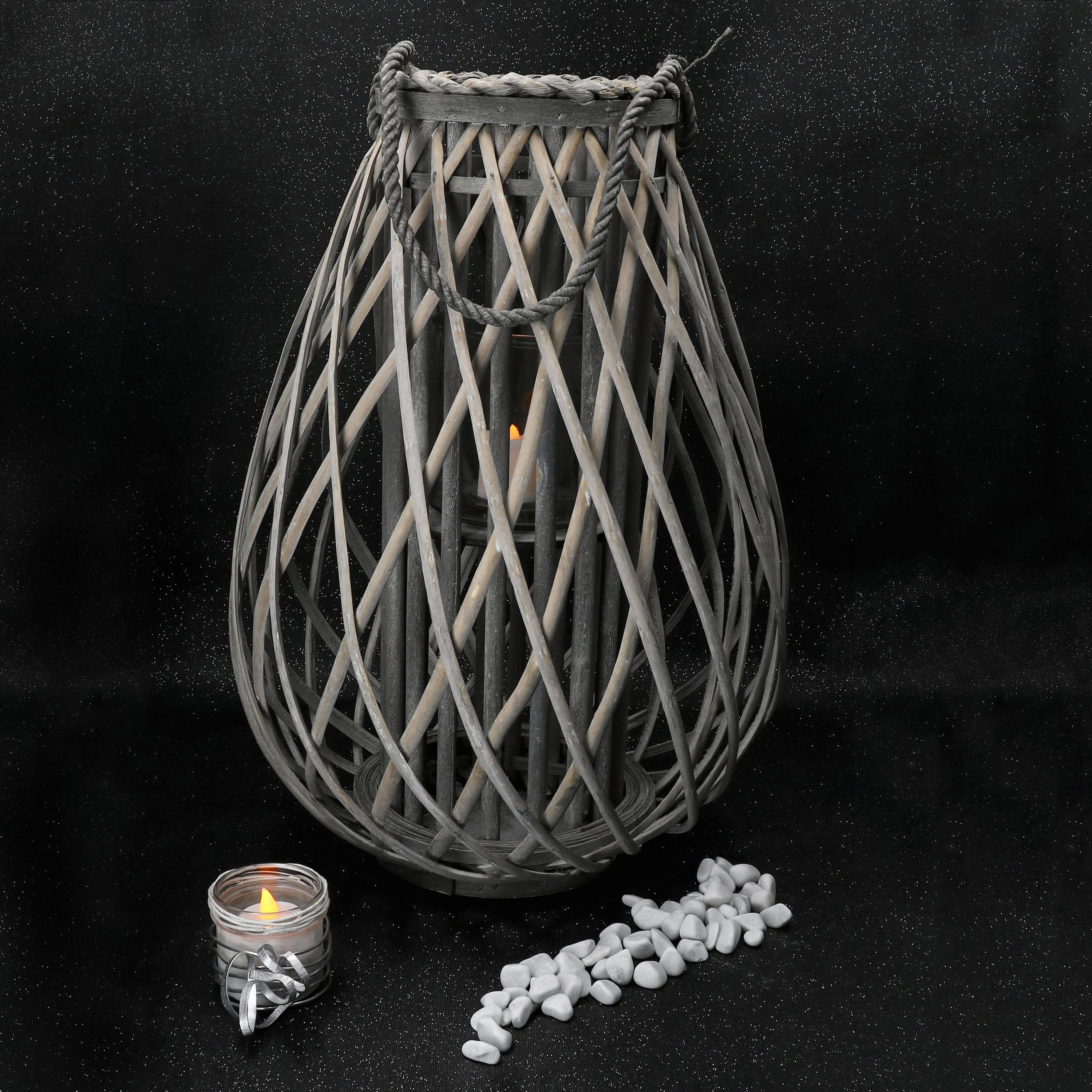 Teelichthalter Ø37cm Weide Windlicht BOLTZE Kerzen-Ständer Laterne H51cm Jolanda groß