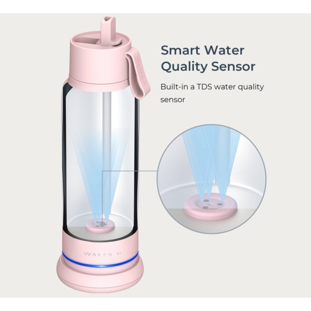 WaterH Trinkflasche Vita, TDS-Sensor, 530 ml, Pink