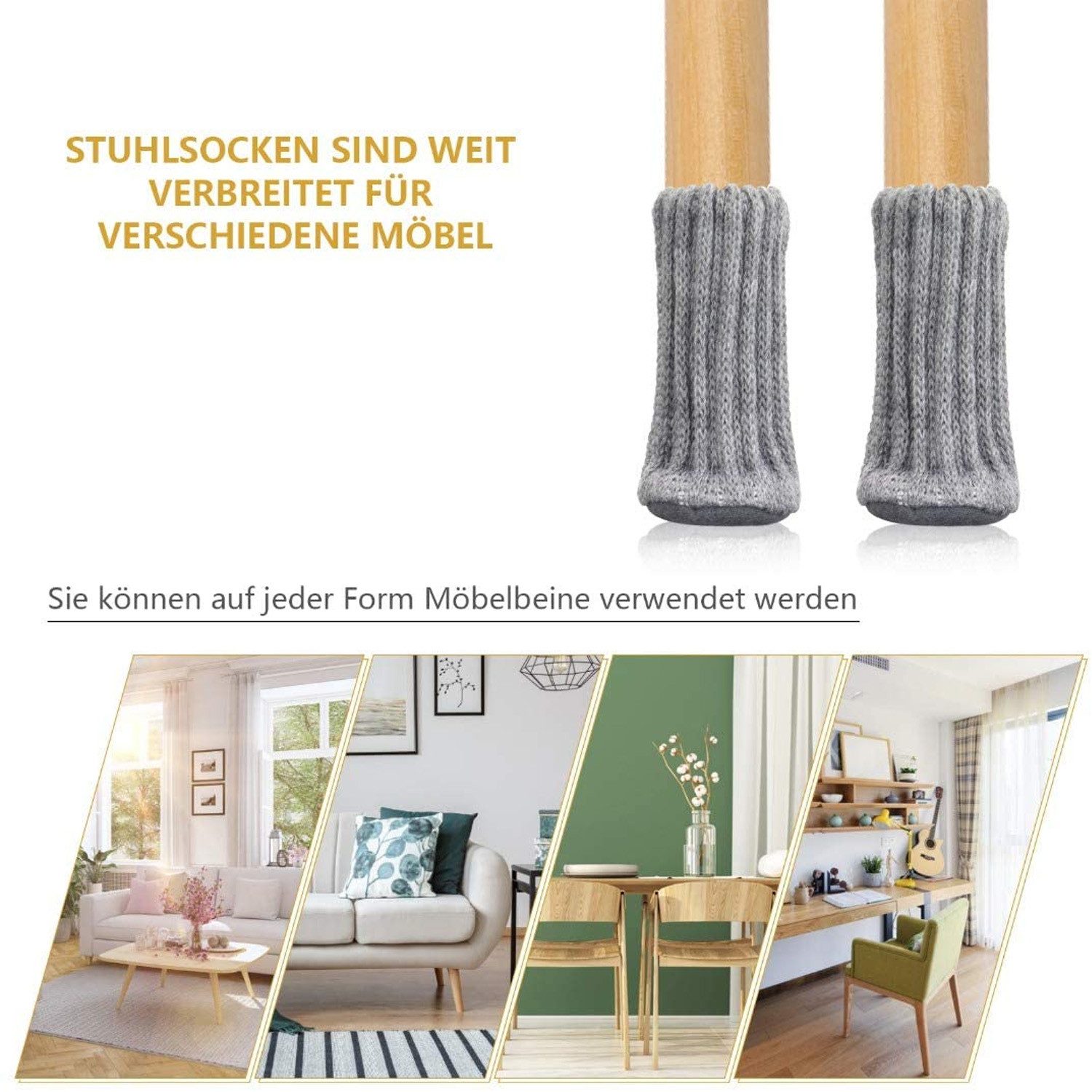 TUWENA Tischbein 24 Stück Stuhlbeinsocke Möbel Socken mit Fühlte Pads, Schutz Stuhl – Bild 5 von 5
