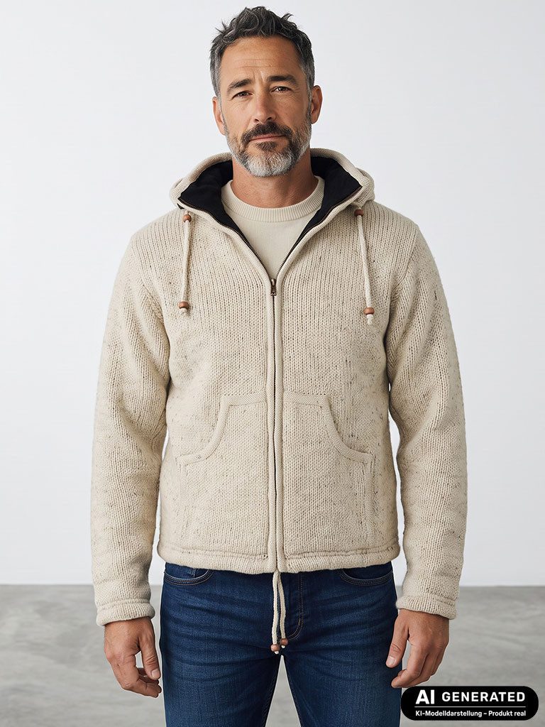 Lizzard Sports Wolljacke 505025 Herren Wolljacke mit Kapuze abnehmbar - Sweatjacke Kapuzenjacke Wolle