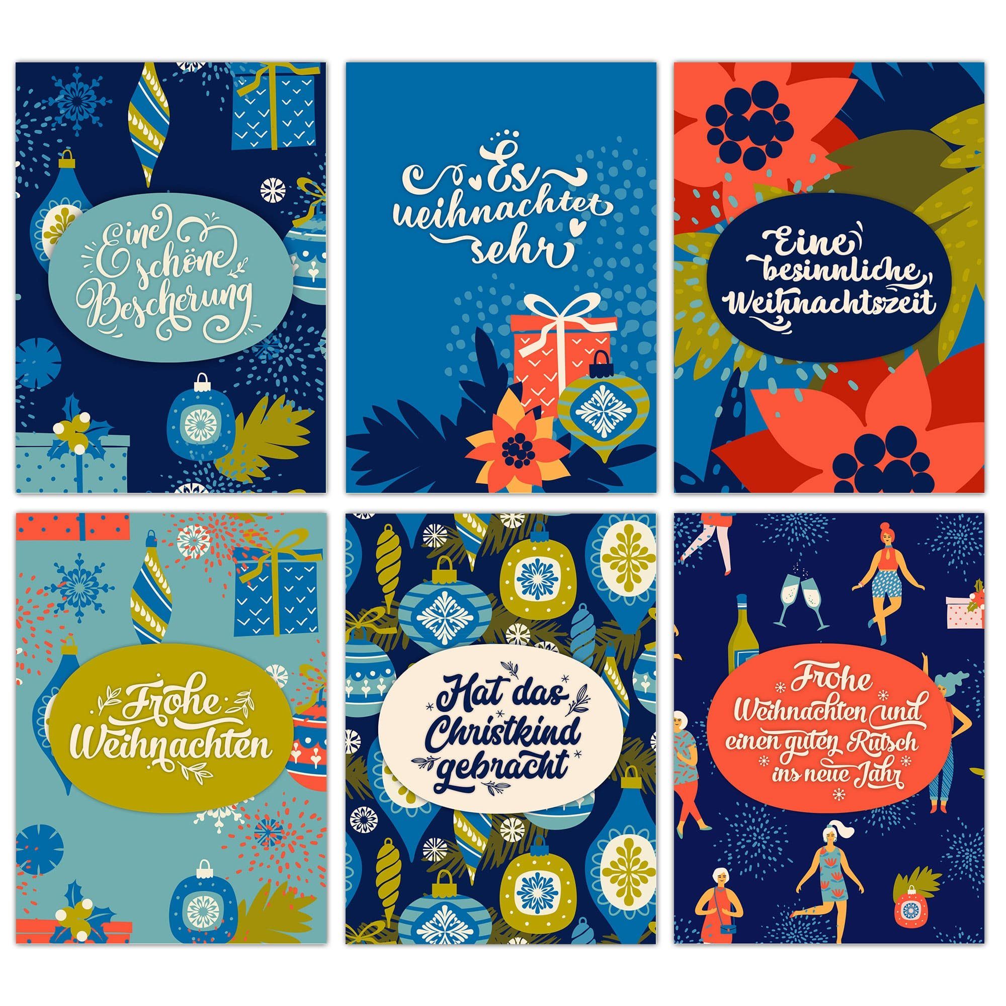 Weihnachtskarte Weihnachtskarten Set - 12 gestaltete Postkarten zu Weihnachten