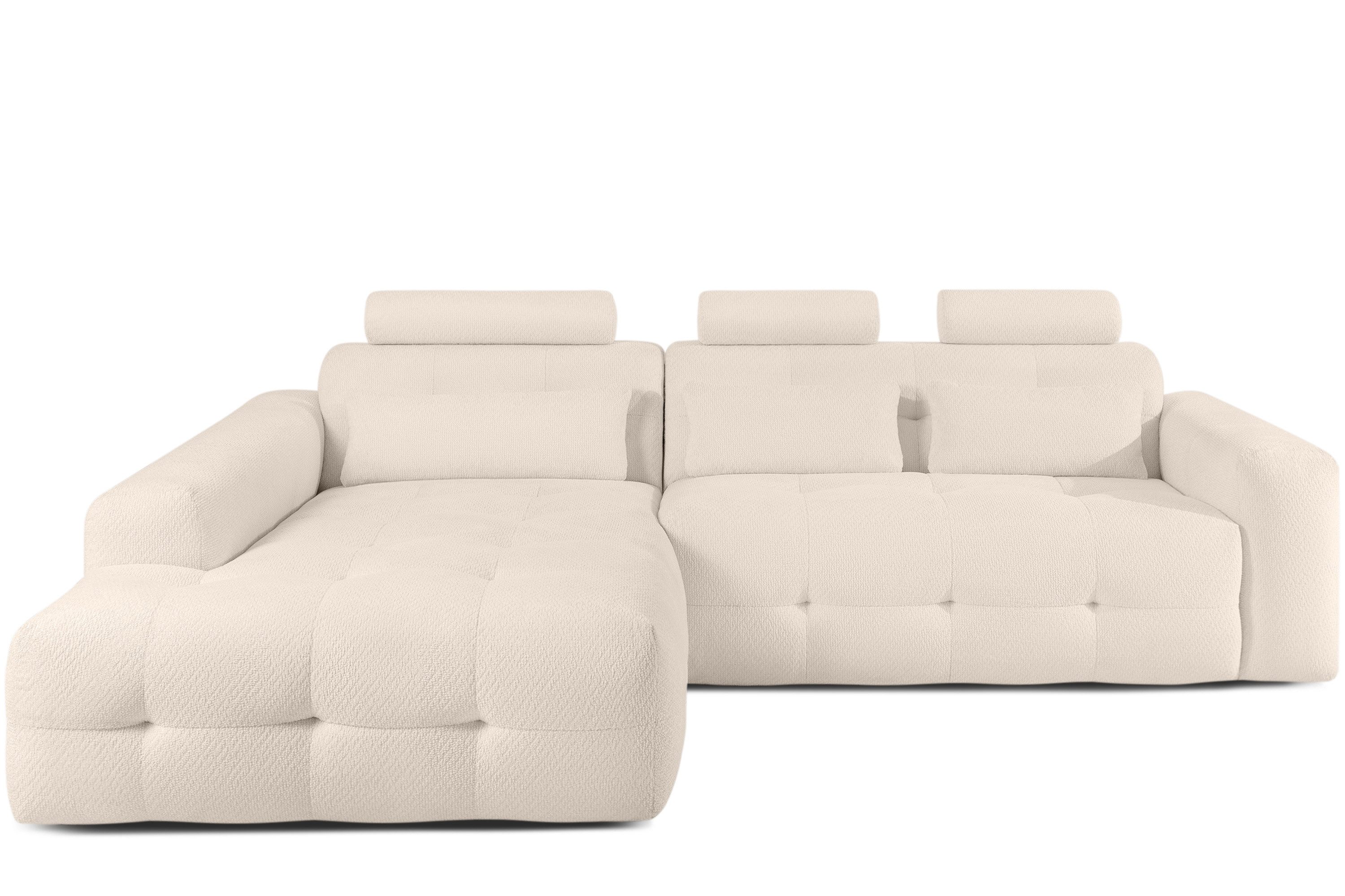 KONSIMO® Ecksofa ALIGRA Eckcouch, L-Form, Modern-Stil, Premiumqualität aus EU, links Ecksofa, inklusive Lendenkissen, mit verstellbaren Kopfstützen, Strukturstoff