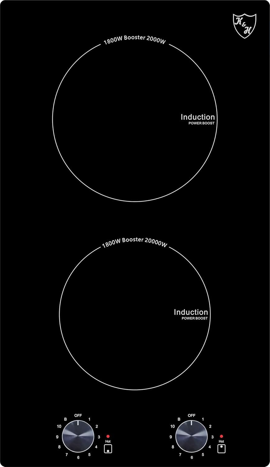 K&H Induktions-Kochfeld K&H Induktionskochfeld Domino 30KB-IN3400 Knebel, Einbaufähig und Autark