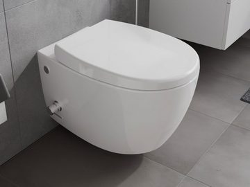 Aqua Bagno Tiefspül-WC Taharet Design Hänge Dusch WC aus Keramik Wand WC - spülrandlos - mit