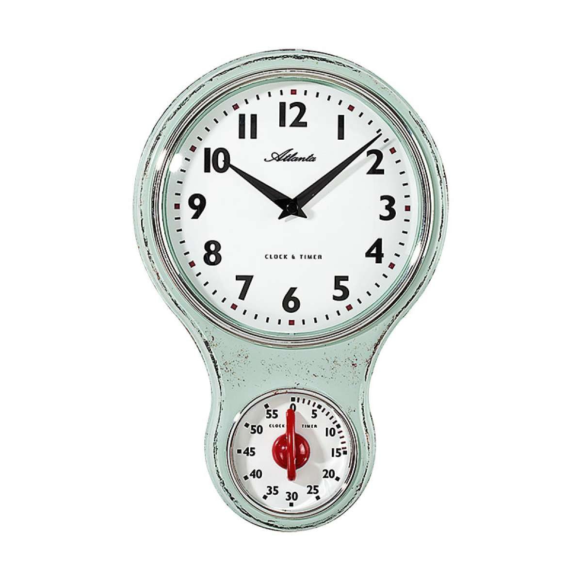 Atlanta Wanduhr Küchen-Nostalgie Hellgrün günstig online kaufen