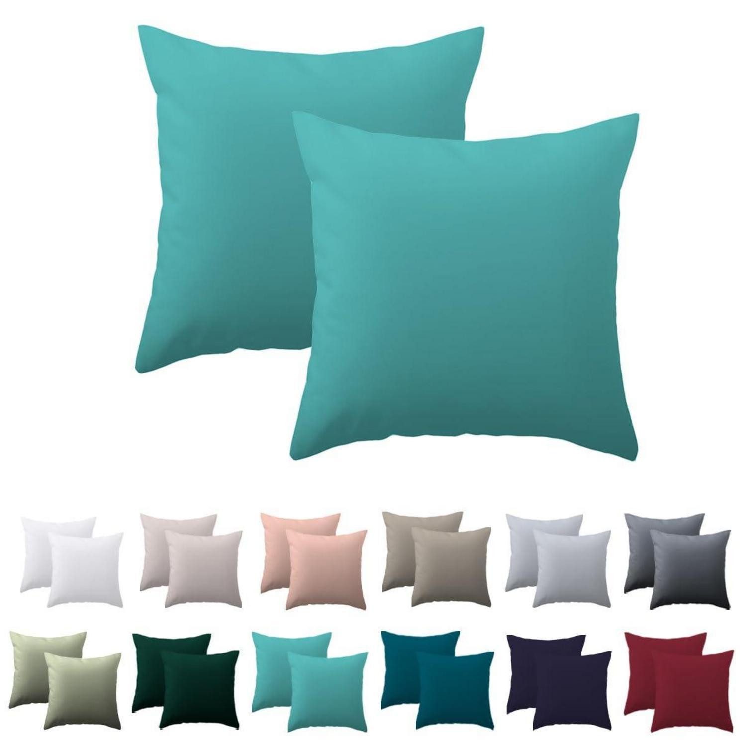 LuxusKollektion Kissenbezug Kissenbezug 50x50 2er Set Türkis Mikrofaser