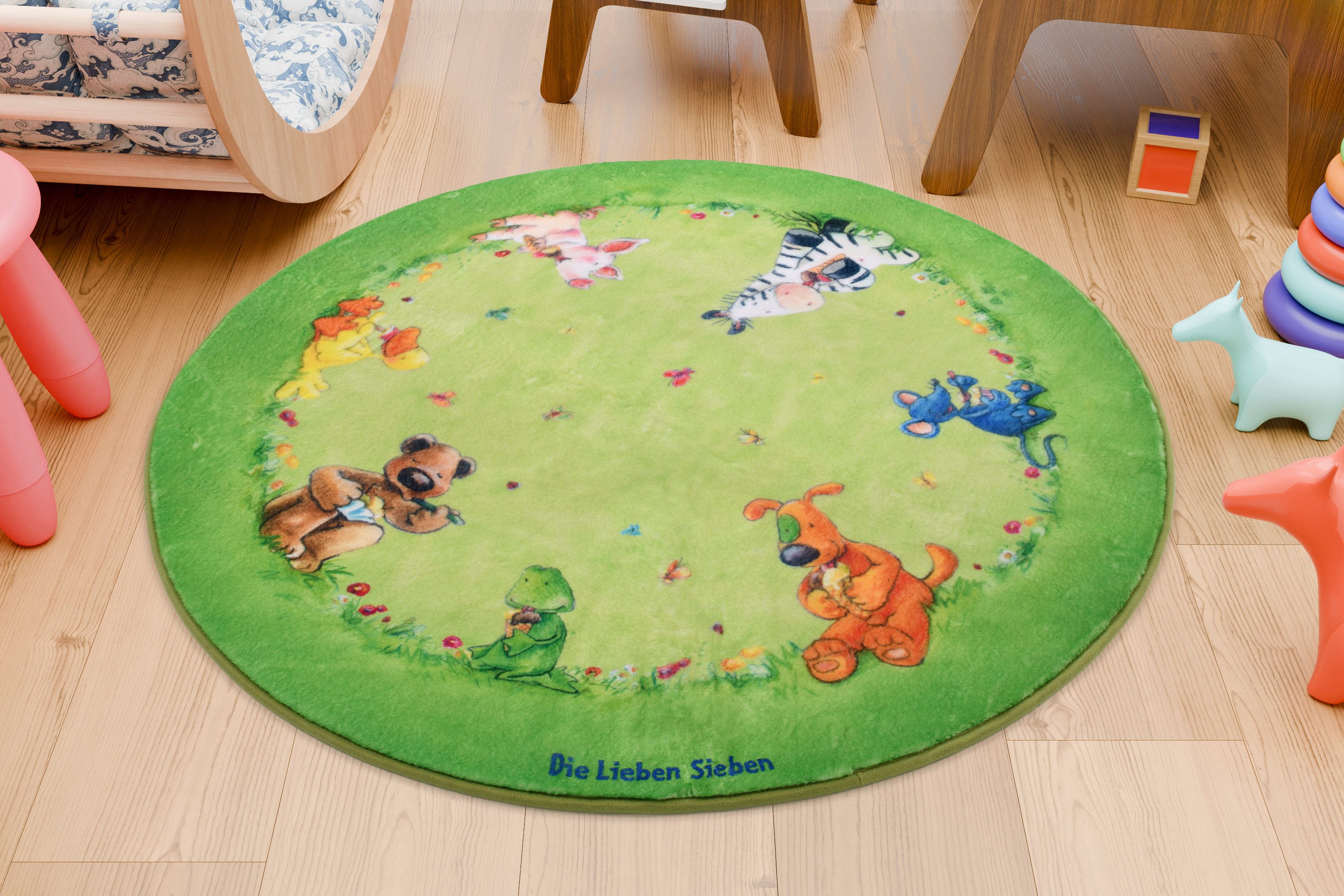 Die Lieben Sieben Kinderteppich Die Lieben Sieben soft grün rund, rund
