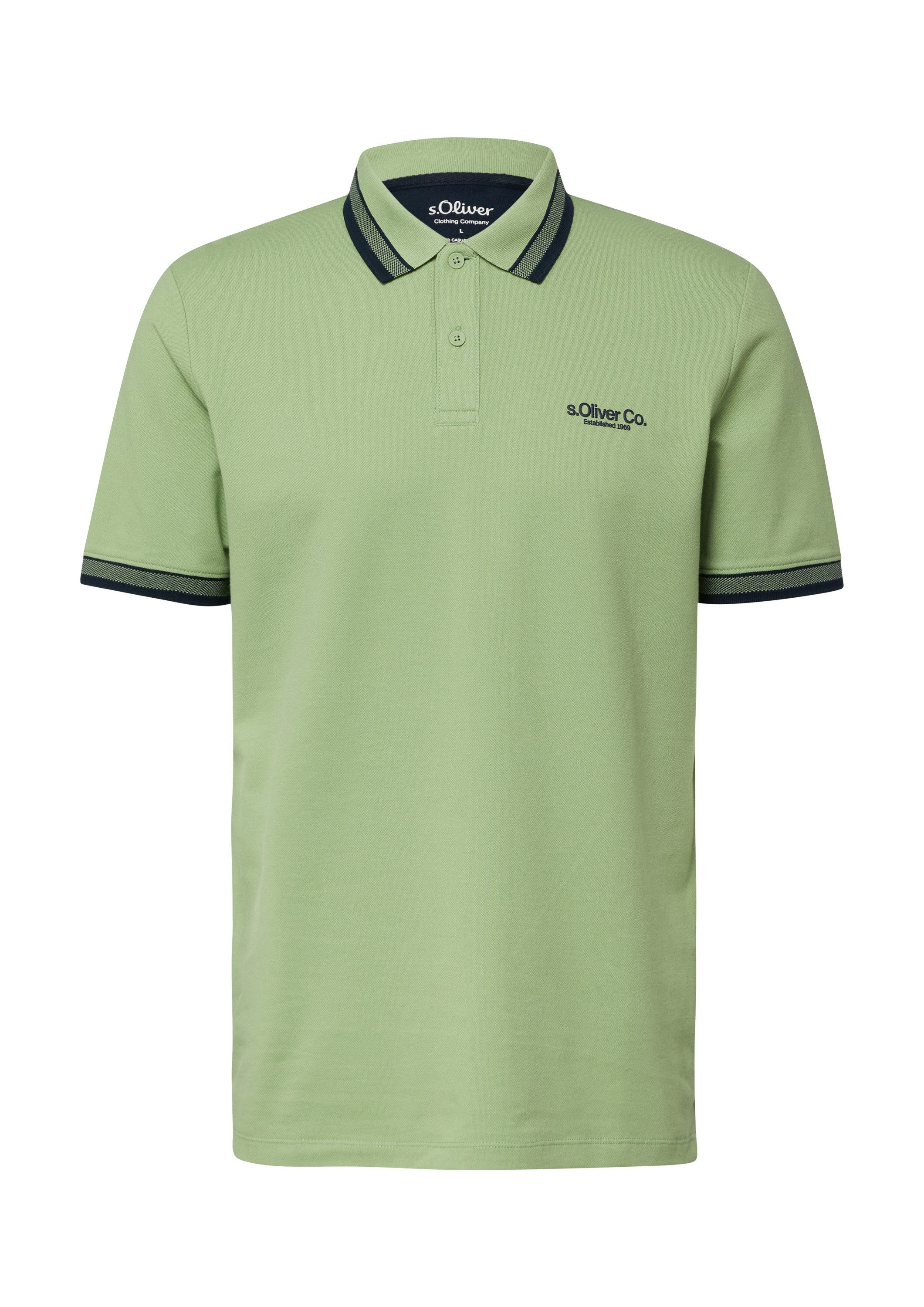 s.Oliver Kurzarmshirt Polo-Shirt Poloshirt aus Piqué mit Kontrast-Details günstig online kaufen