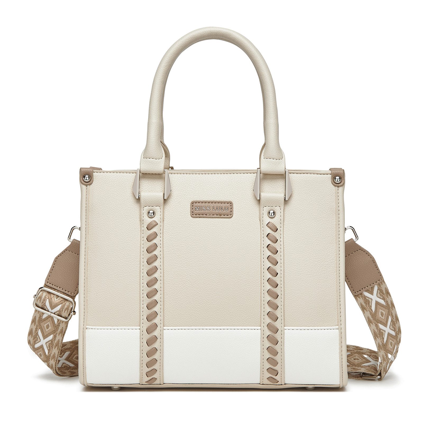 Handtasche Damen Shopper Tasche Elegant mit Reißverschluss 28x21x13cm