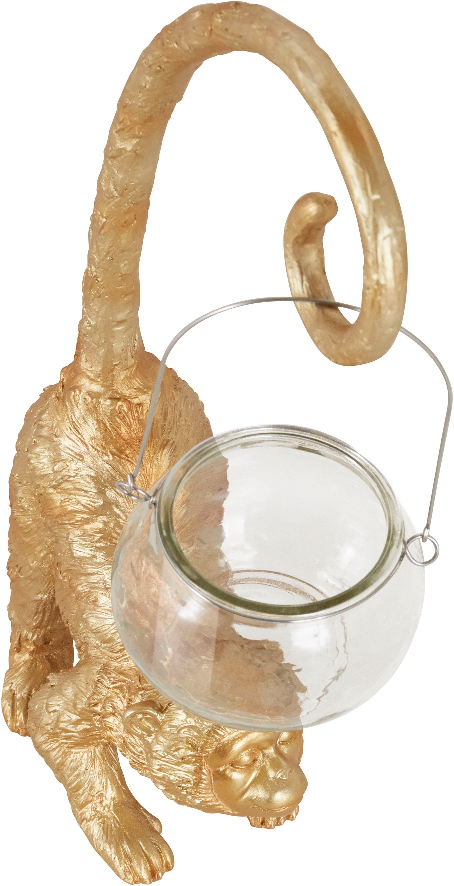 Leonique Dekofigur Affe mit Windlicht