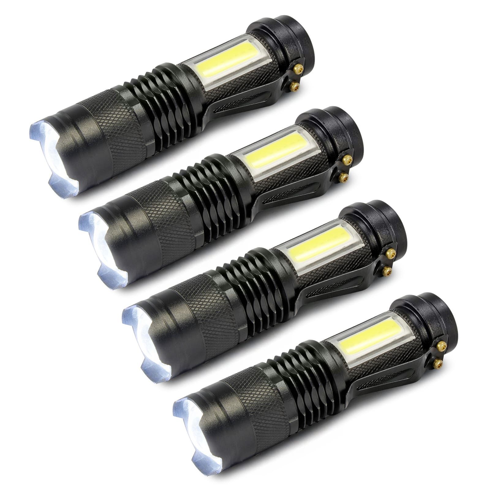 EAXUS LED Taschenlampe Glow-Max (4-St), mit 2 Lichtquellen und 3 Lichtmodi