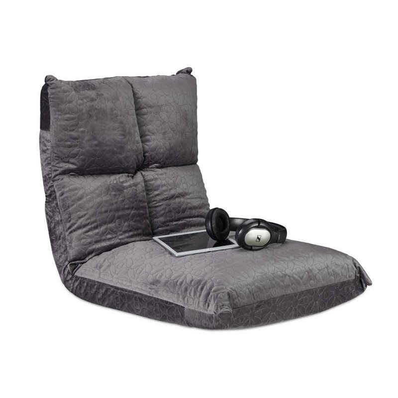 relaxdays Stuhlkissen Bodenstuhl mit Rückenlehne verstellbar, Grau