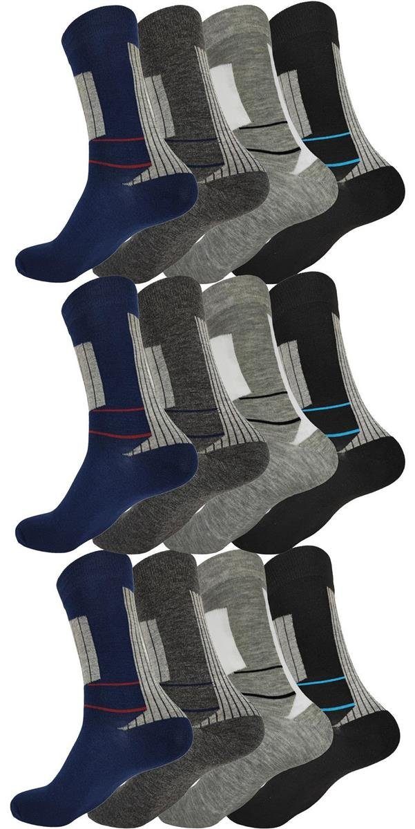 EloModa Basicsocken 12 Paar Herren Socken Muster klassischer Form Freizeit Sport (12-Paar) 12 Paar, Mix8