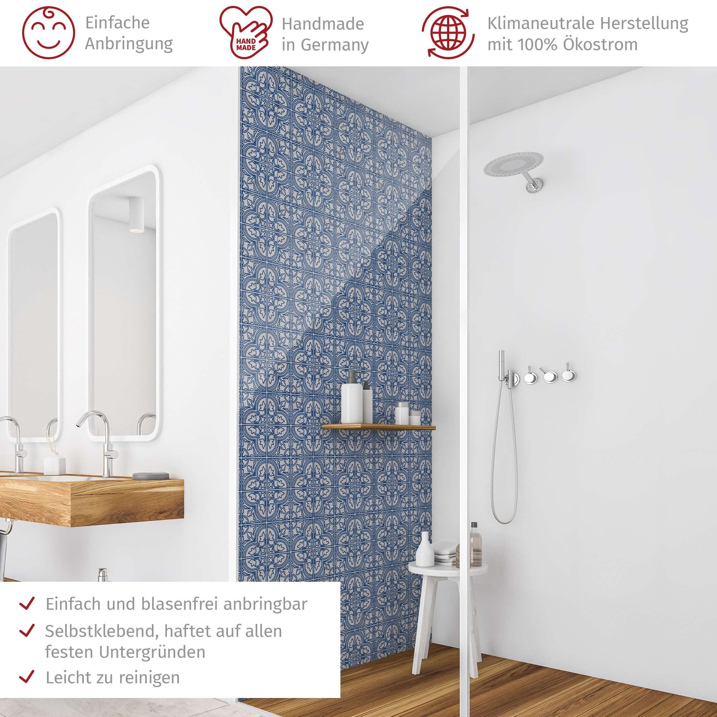 Thumbnail - Bilderdepot24 Badrückwand Fliesenoptik blau Duschrückwand ohne Bohren Dusche, (1-tlg., Hart-Folie Smart matt 0,35 mm), f...