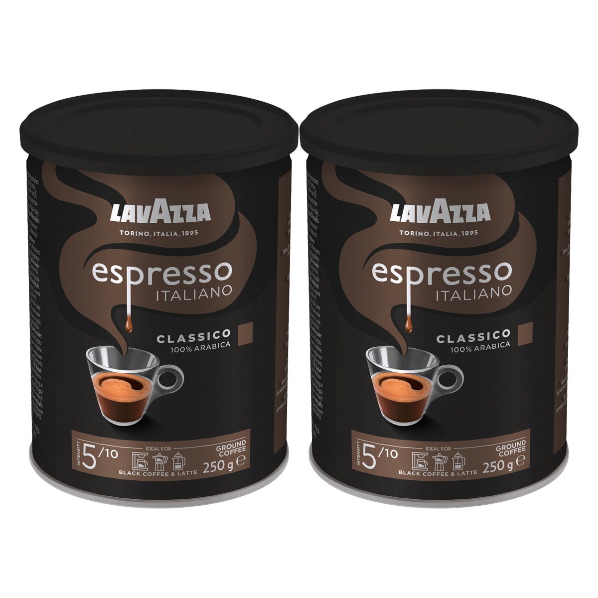Lavazza Kaffee, Lavazza Caffè Espresso, 2er Pack (2 x 250 g Dose)
