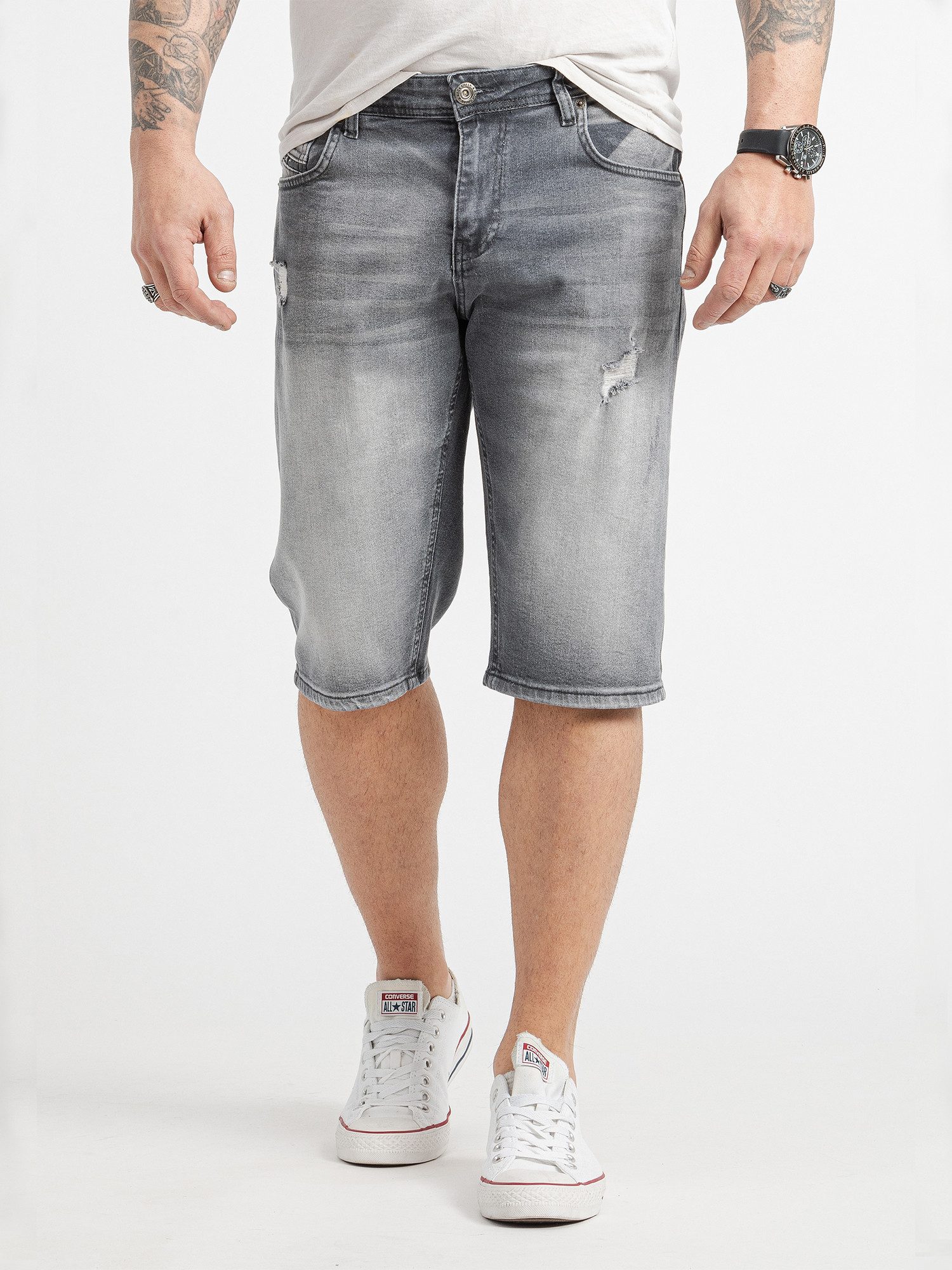 Bermudas Herren Shorts Jeansshorts Denim Grau RC-2428