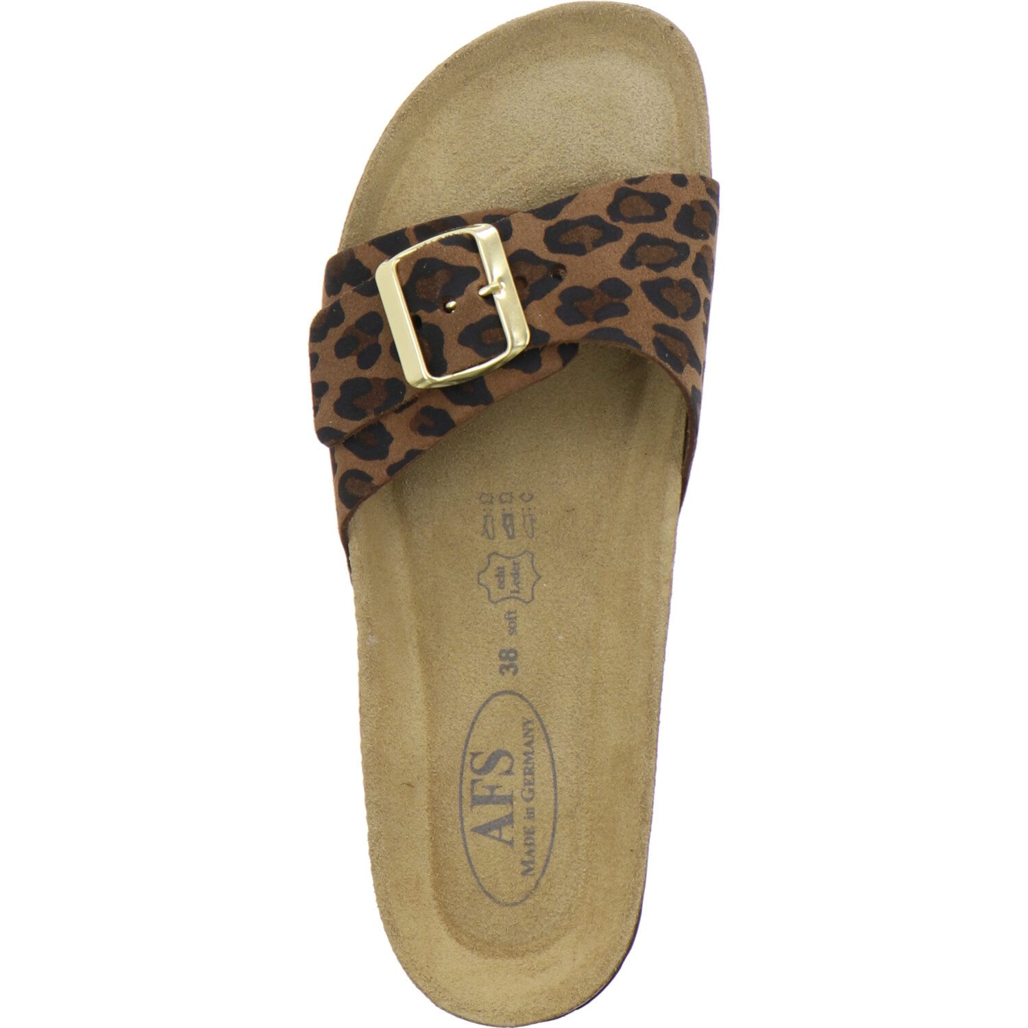 AFS-Schuhe 211293 Riemen Pantolette für Damen mit Fußbett, bequeme Sandalen aus Leder