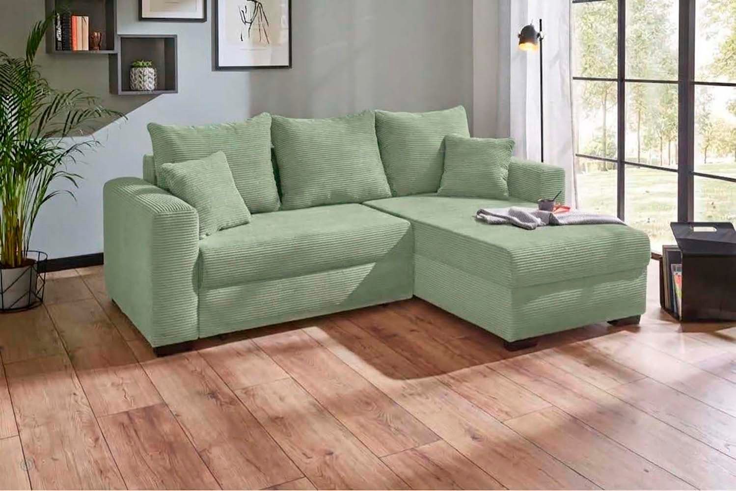 Jockenhöfer Gruppe Ecksofa Ecksofa Elmau, Größe Ottomane: L, B:235cm, optional mit Topper, mit Schlaffunktion, Bettkasten & 2 Zierkissen